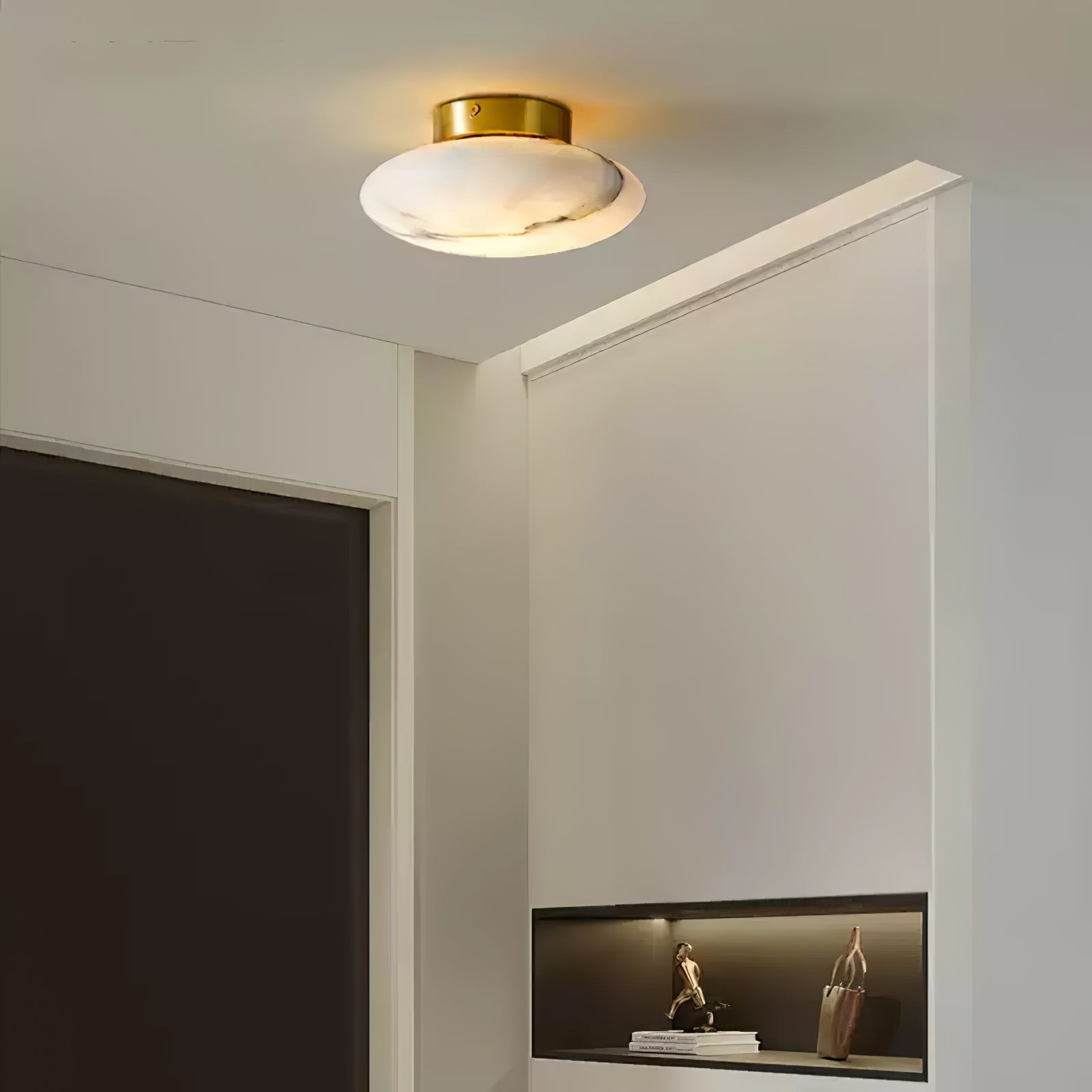 Vanorara Minimalist Alabaster Flush Mount Light-Neutral Decor