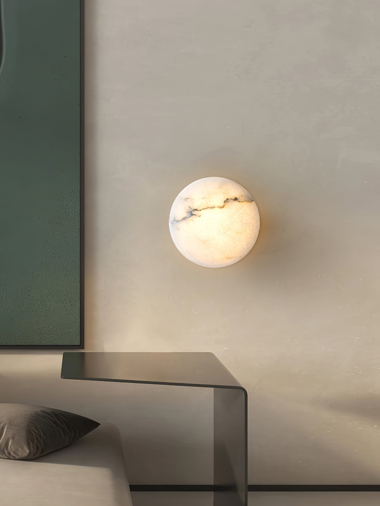 Vanorara Minimalist Alabaster Flush Mount Light-Neutral Decor
