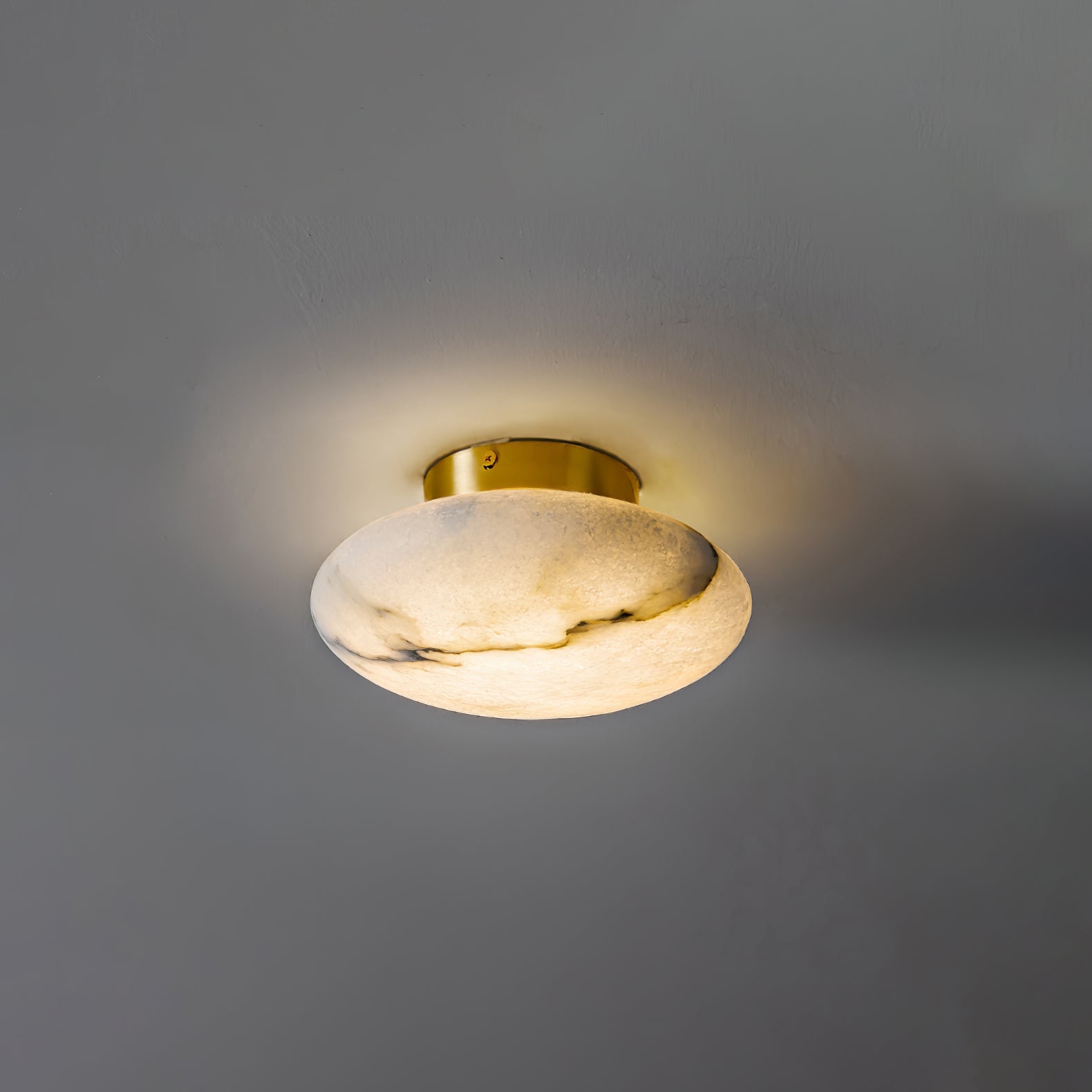 Vanorara Minimalist Alabaster Flush Mount Light-Neutral Decor