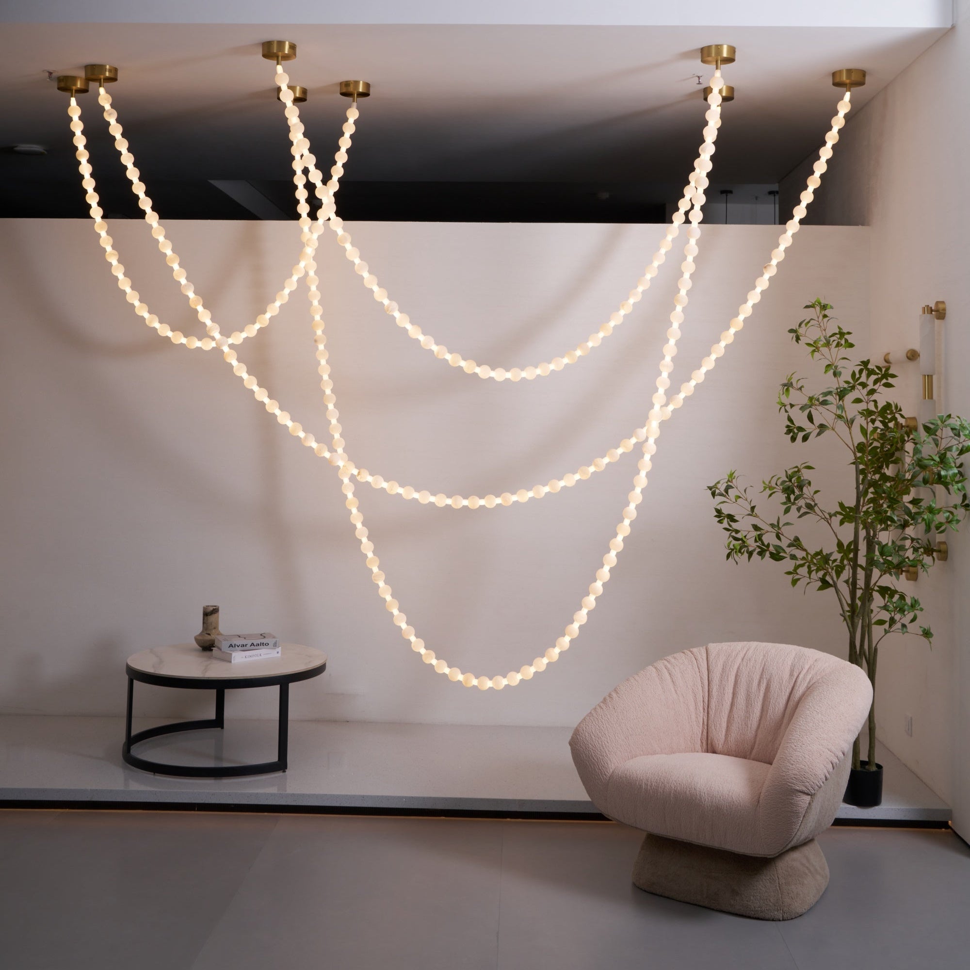 Grempt Alabaster Pearl Necklace Chandelier-Neutral Decor