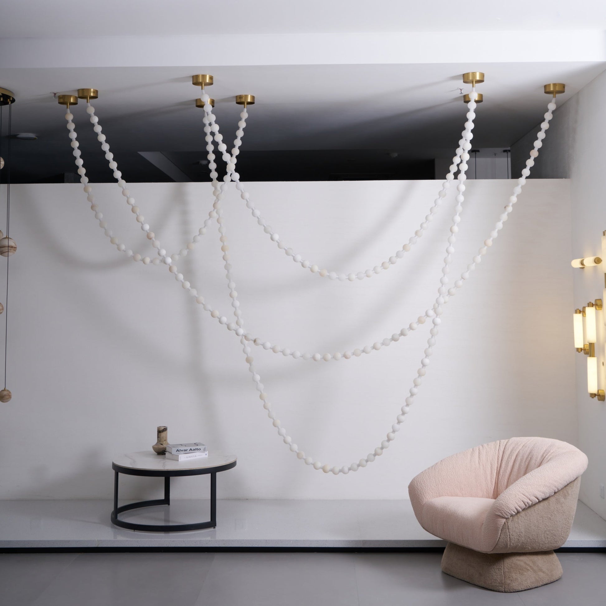 Grempt Alabaster Pearl Necklace Chandelier-Neutral Decor