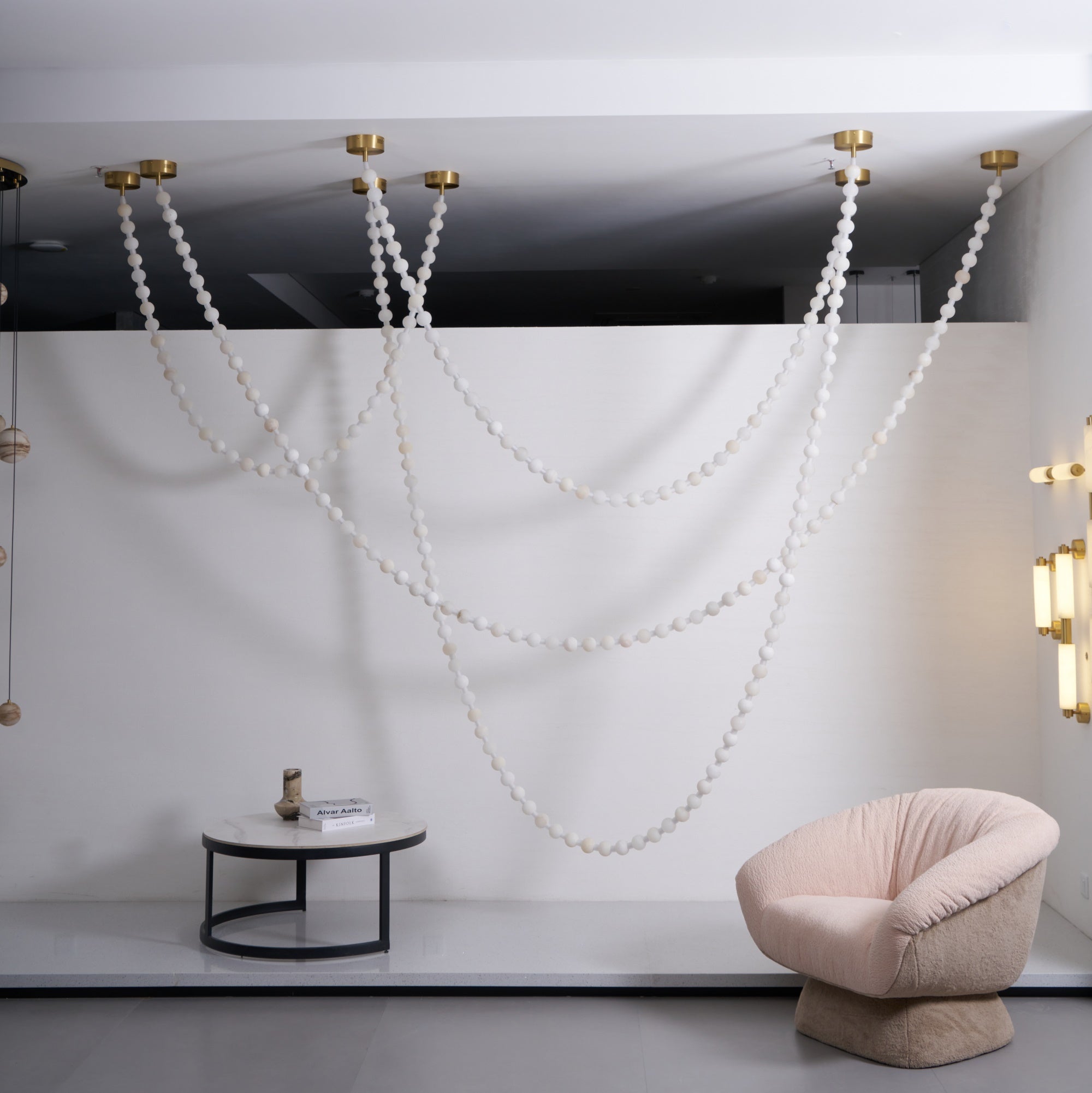 Grempt Alabaster Pearl Necklace Chandelier-Neutral Decor