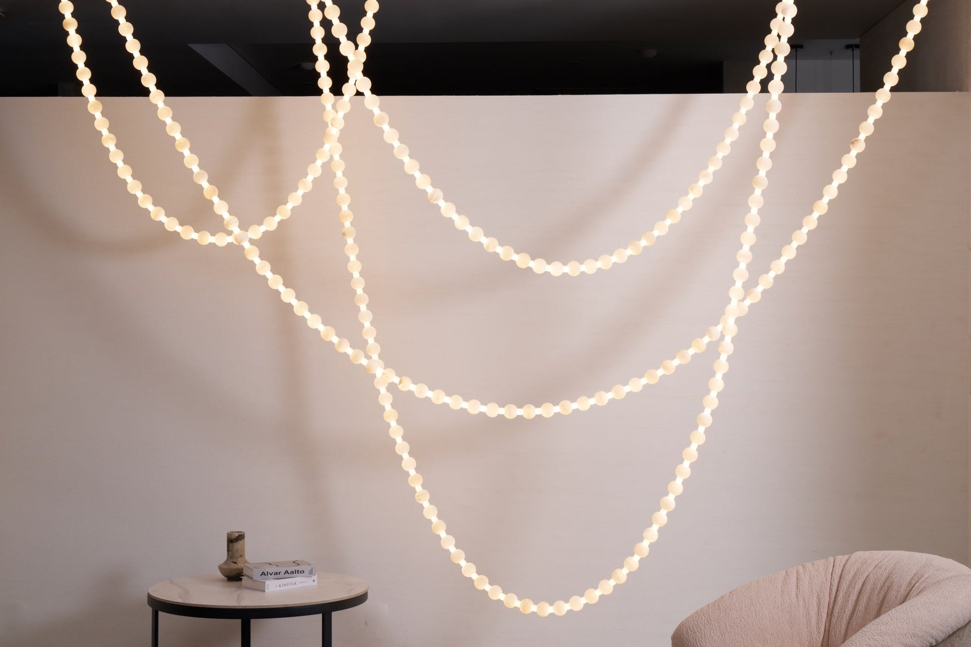 Grempt Alabaster Pearl Necklace Chandelier-Neutral Decor