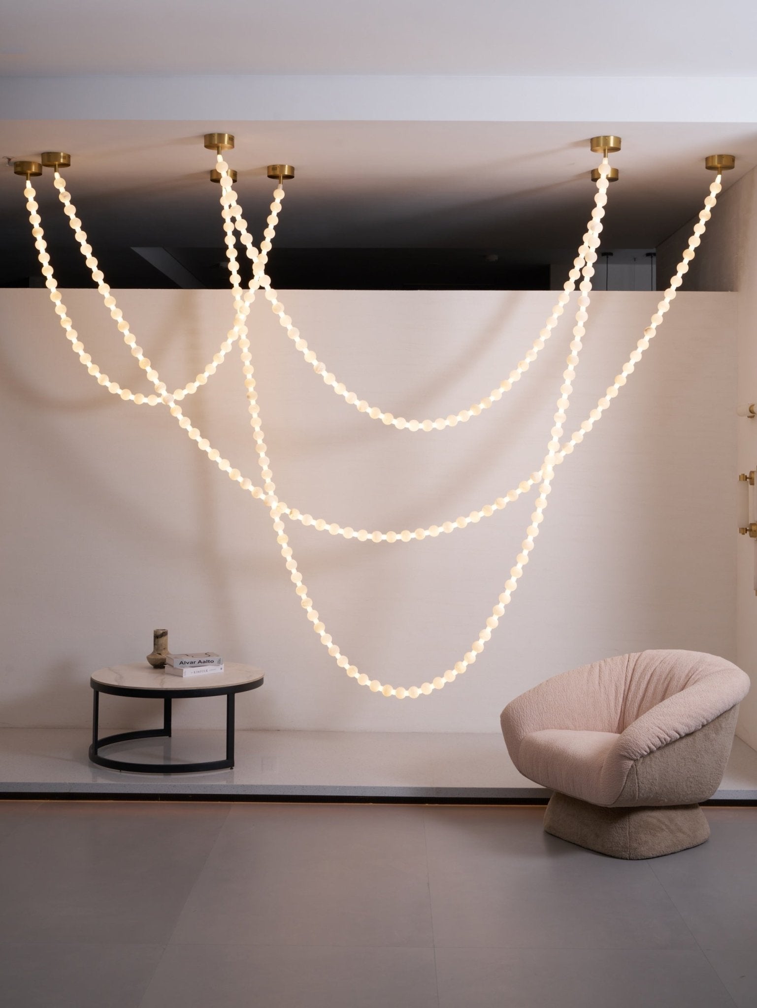 Grempt Alabaster Pearl Necklace Chandelier-Neutral Decor