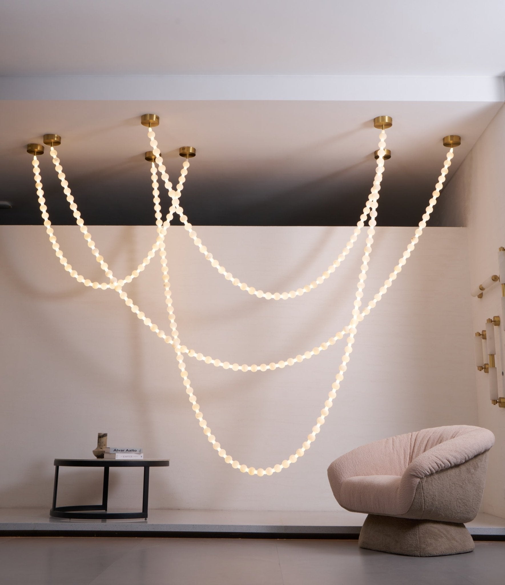 Grempt Alabaster Pearl Necklace Chandelier-Neutral Decor