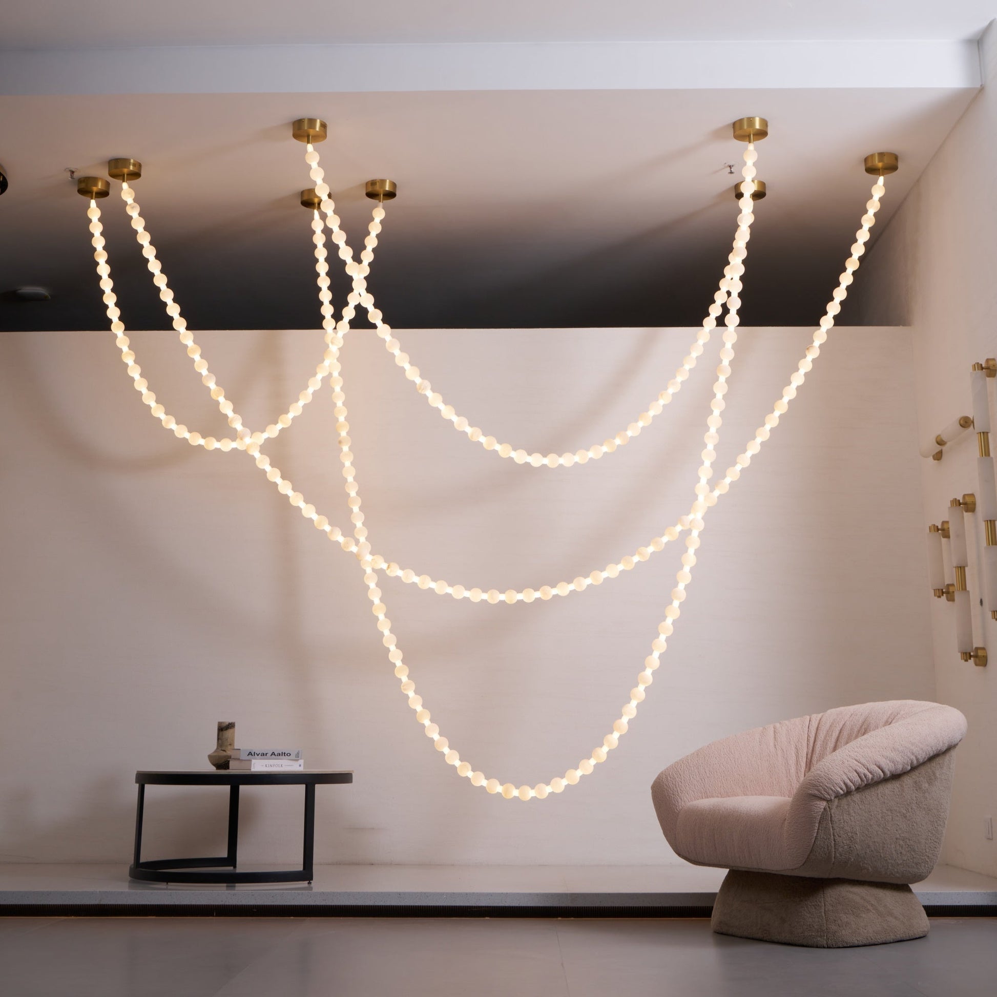 Grempt Alabaster Pearl Necklace Chandelier-Neutral Decor