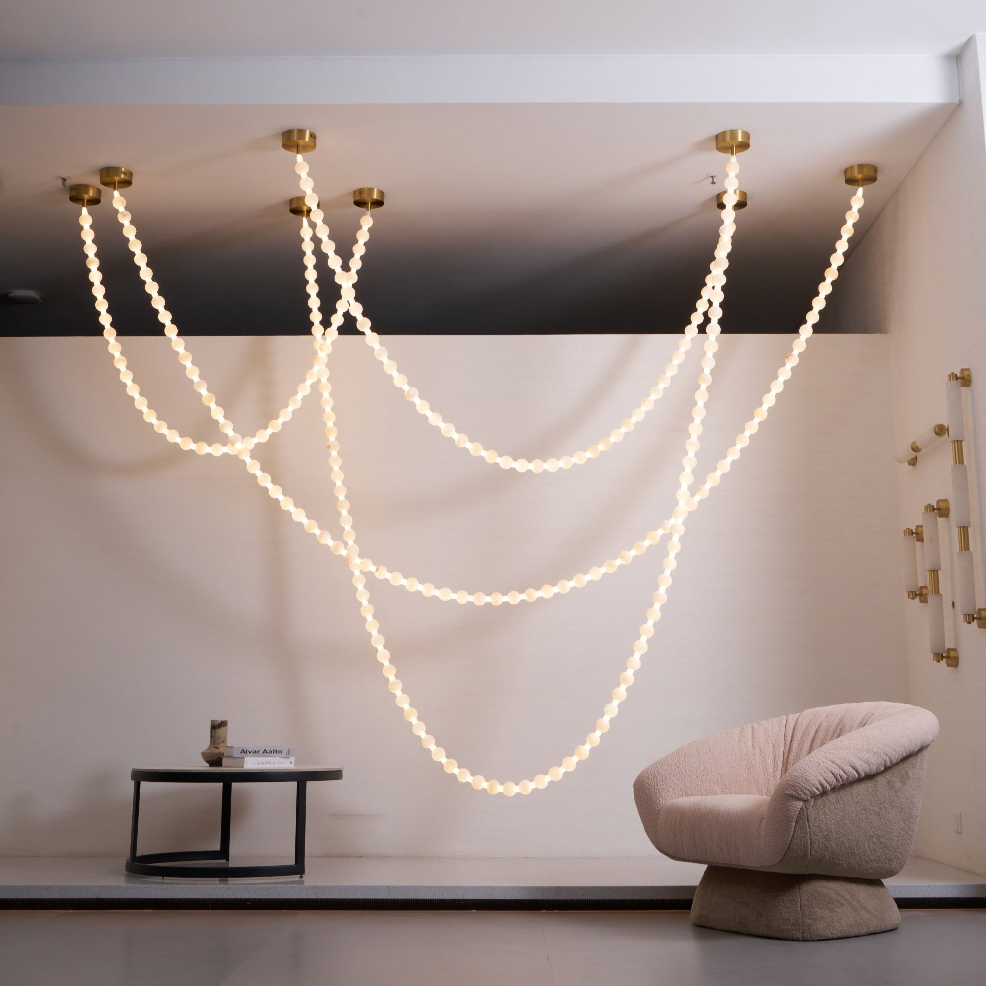 Grempt Alabaster Pearl Necklace Chandelier-Neutral Decor