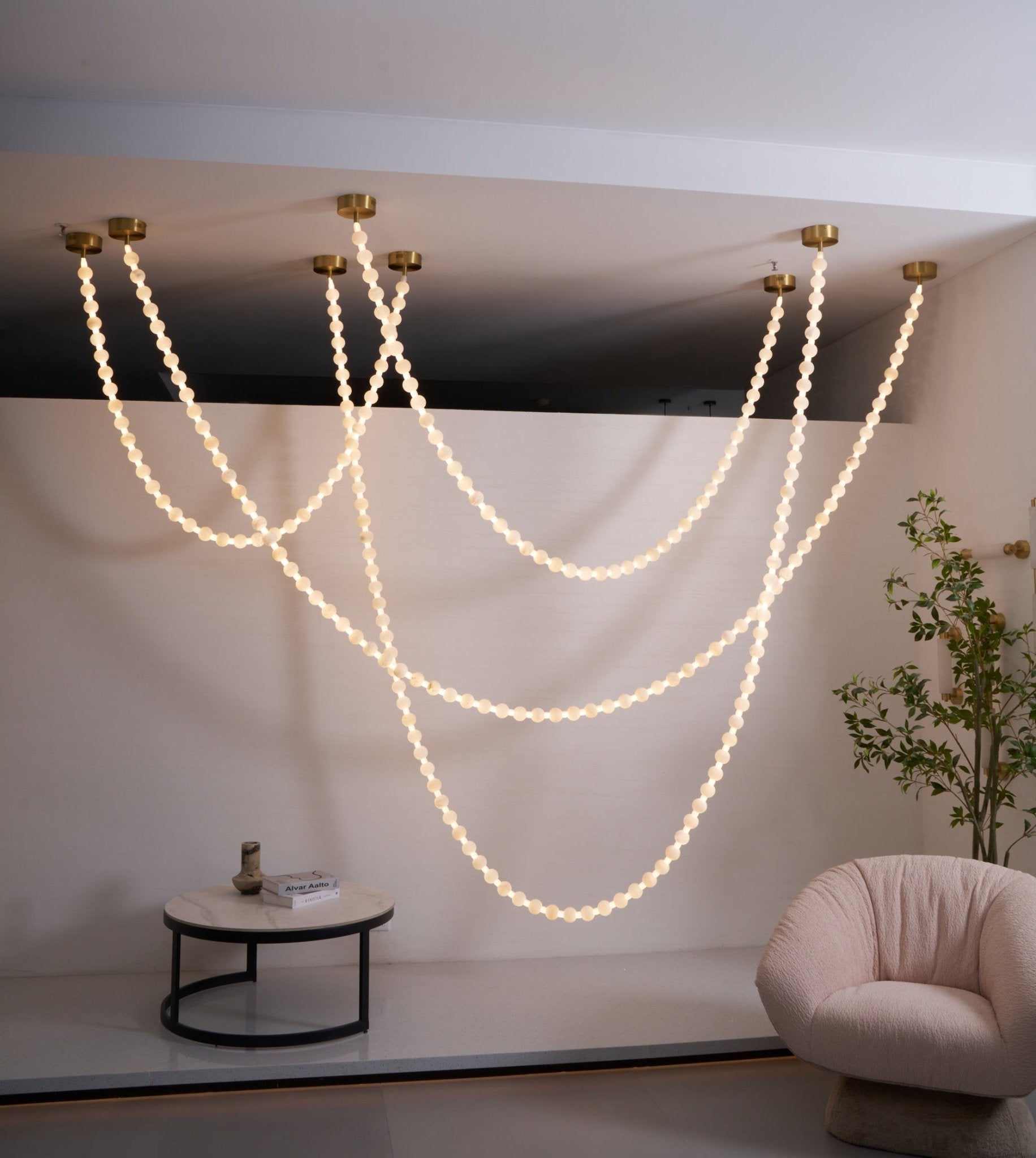 Grempt Alabaster Pearl Necklace Chandelier-Neutral Decor