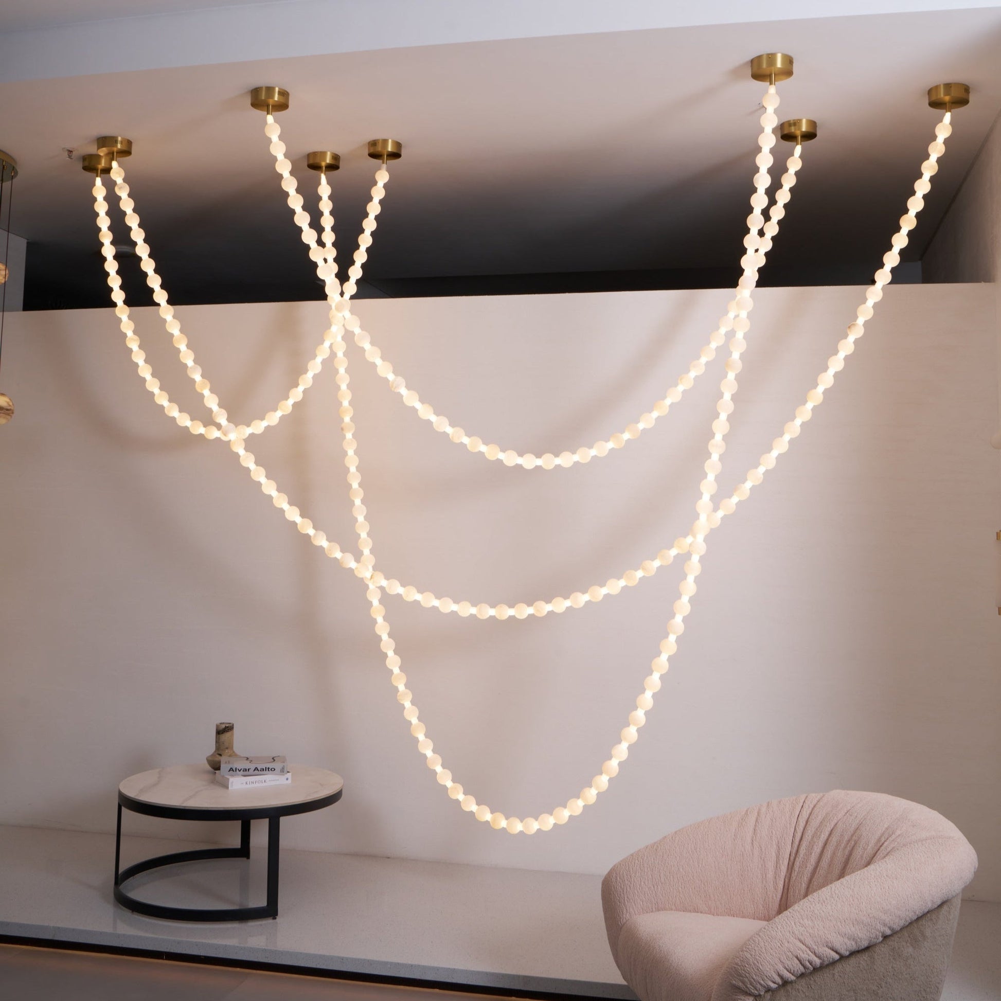 Grempt Alabaster Pearl Necklace Chandelier-Neutral Decor