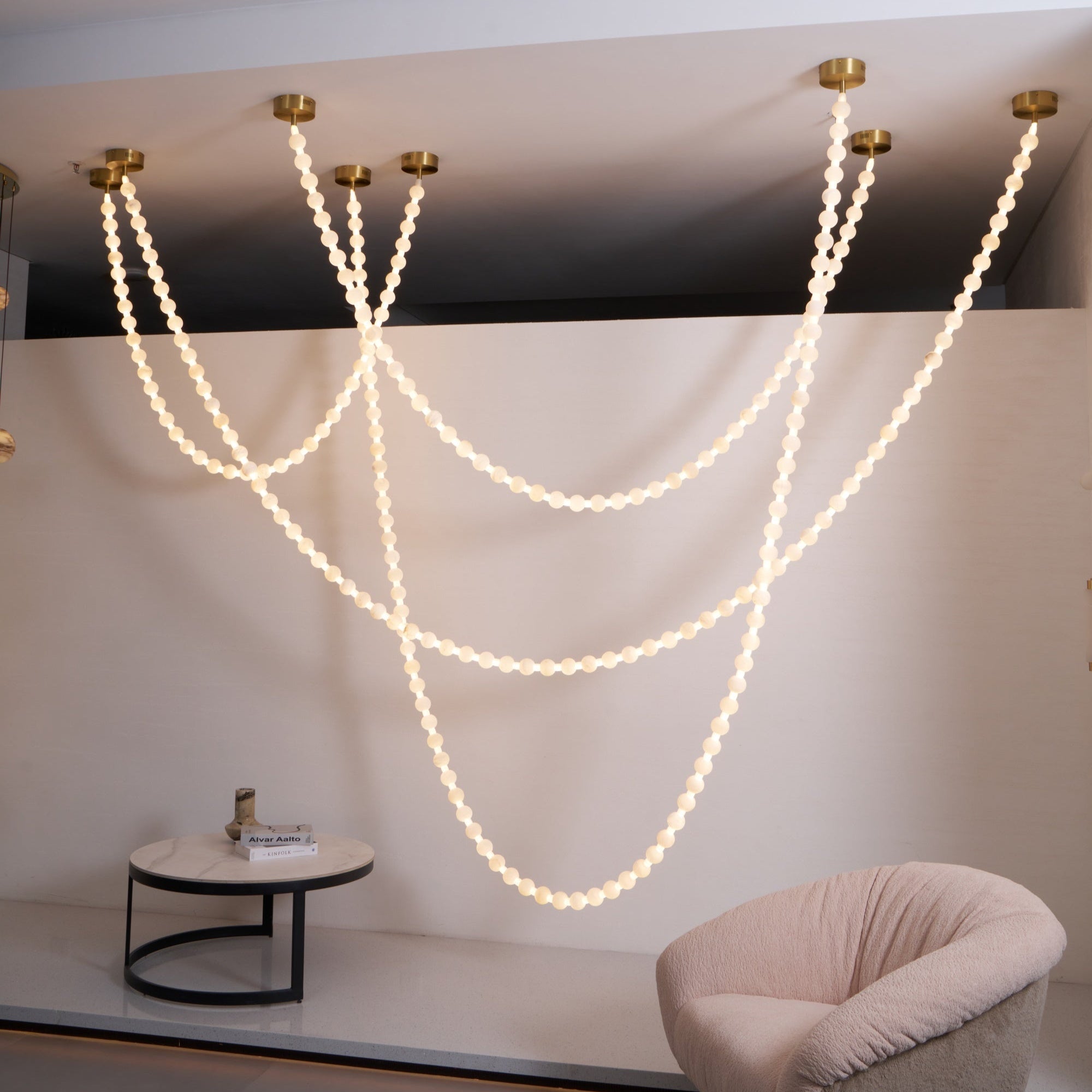 Grempt Alabaster Pearl Necklace Chandelier-Neutral Decor