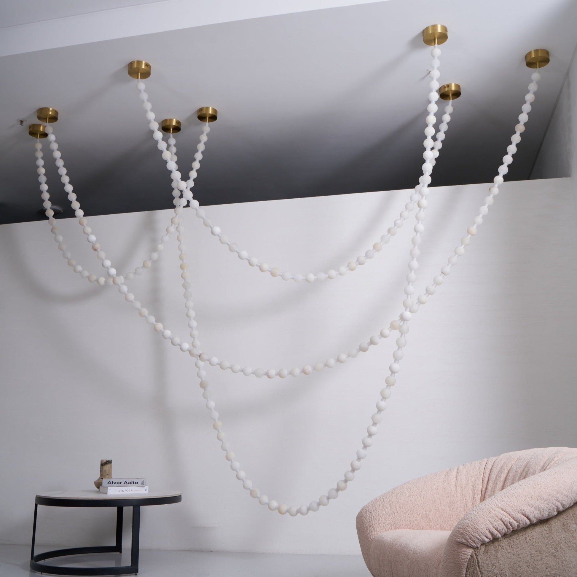 Grempt Alabaster Pearl Necklace Chandelier-Neutral Decor