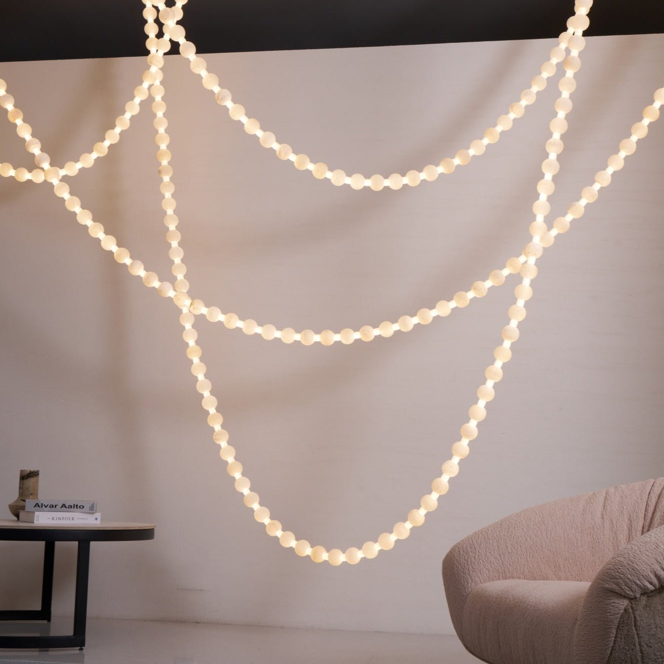 Grempt Alabaster Pearl Necklace Chandelier-Neutral Decor
