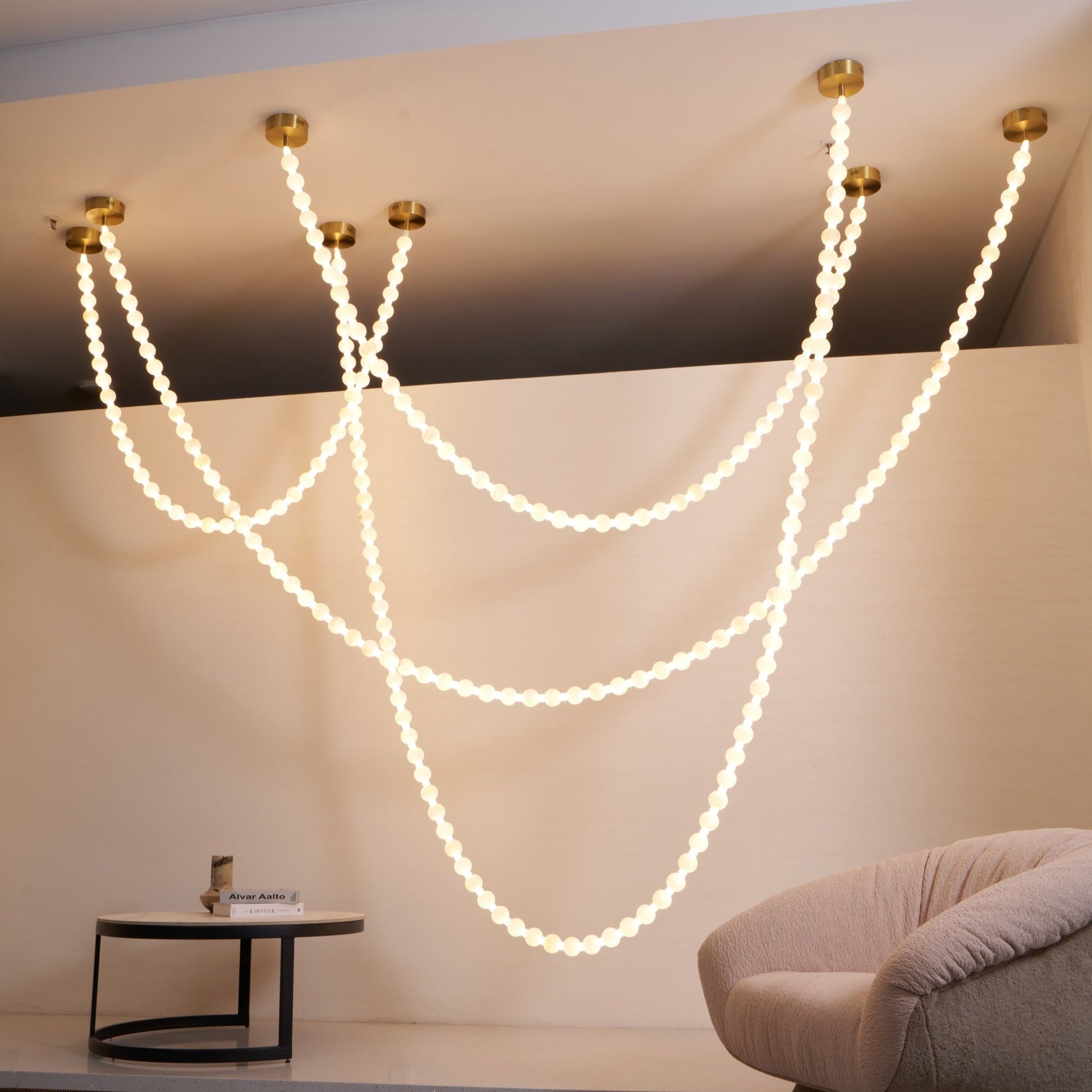 Grempt Alabaster Pearl Necklace Chandelier-Neutral Decor