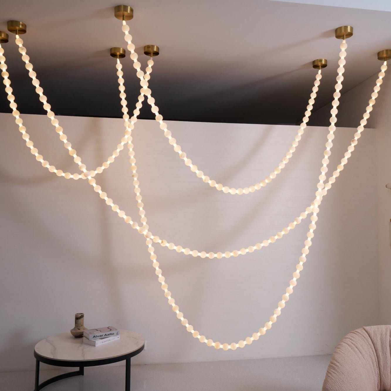 Grempt Alabaster Pearl Necklace Chandelier-Neutral Decor