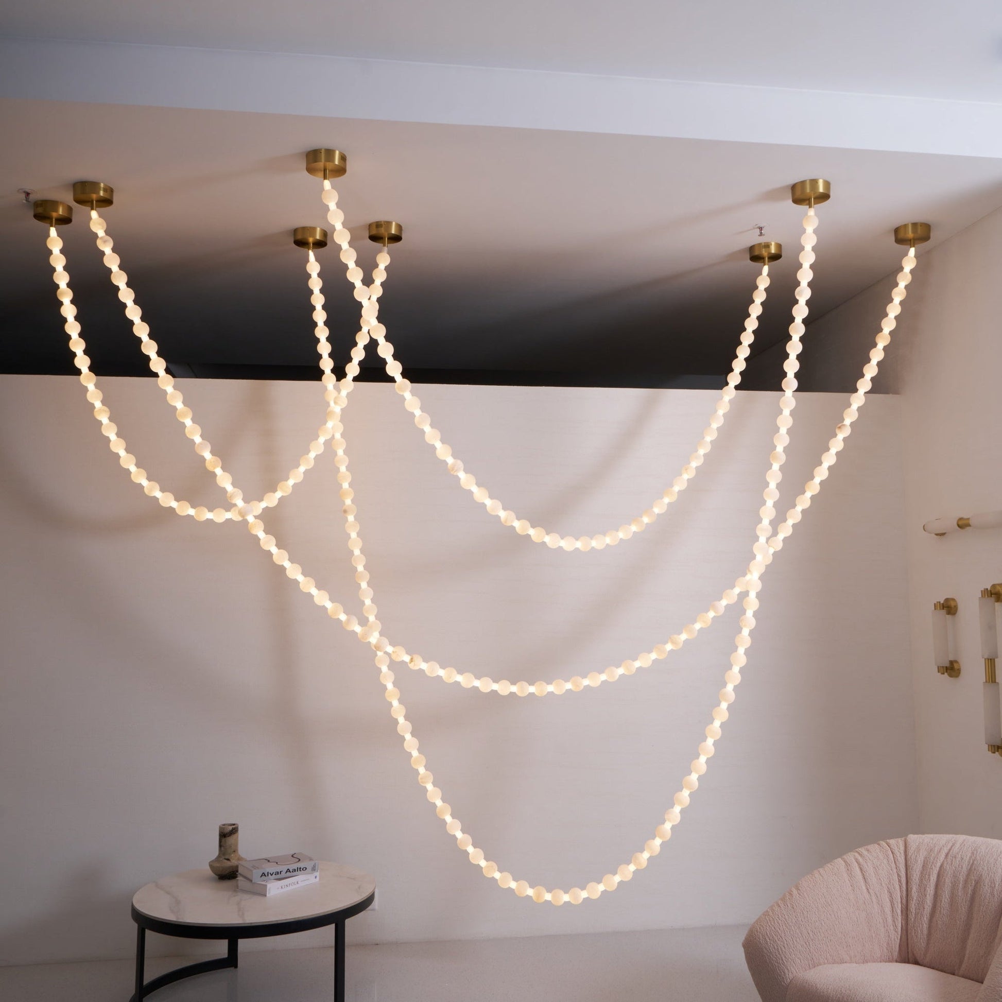 Grempt Alabaster Pearl Necklace Chandelier-Neutral Decor
