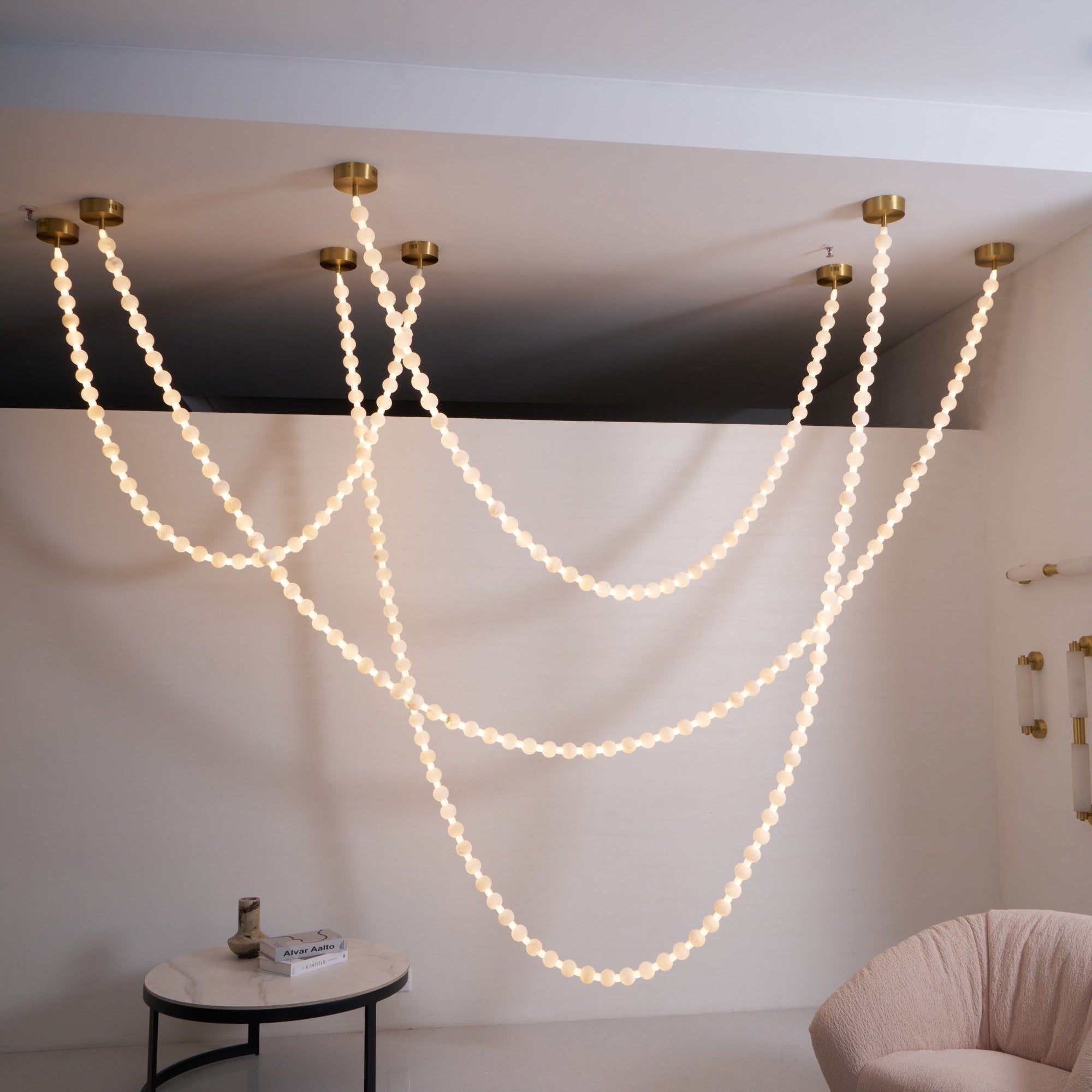 Grempt Alabaster Pearl Necklace Chandelier-Neutral Decor