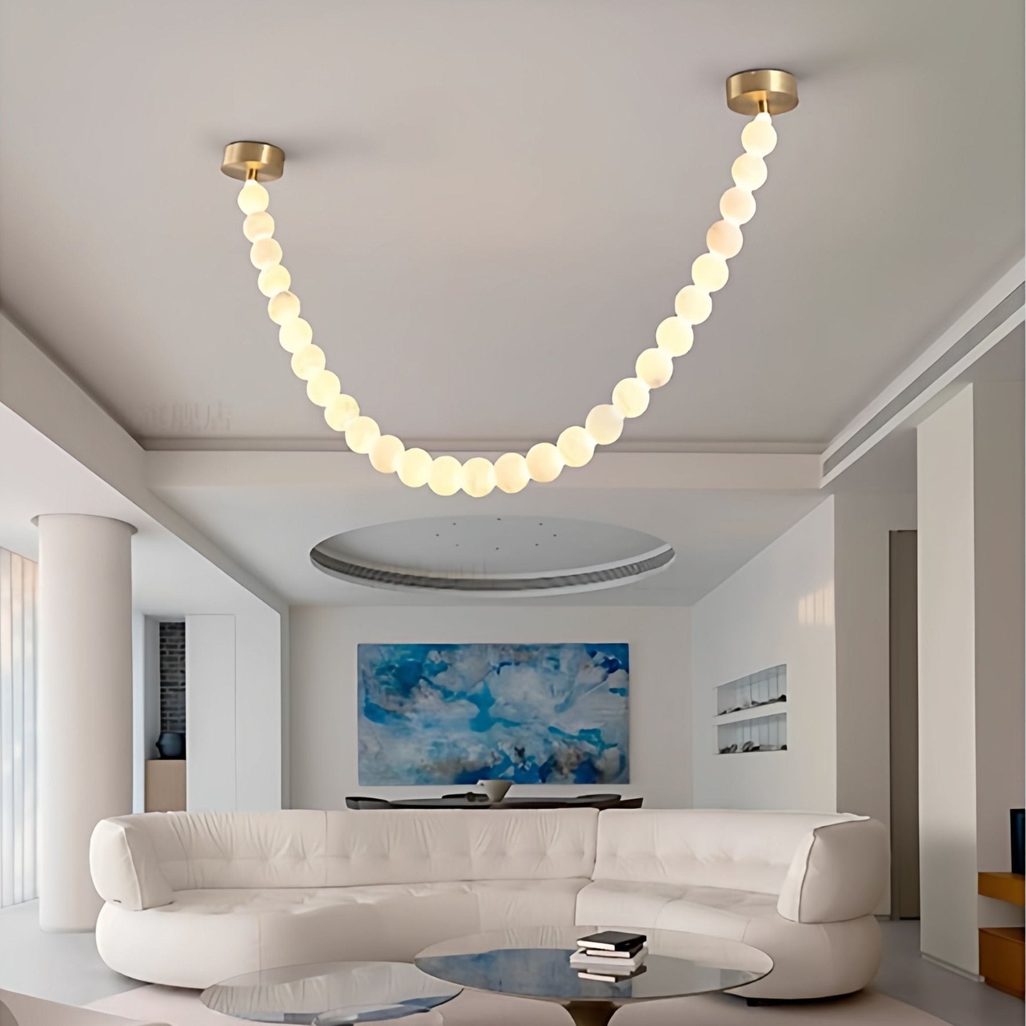 Grempt Alabaster Pearl Necklace Chandelier-Neutral Decor