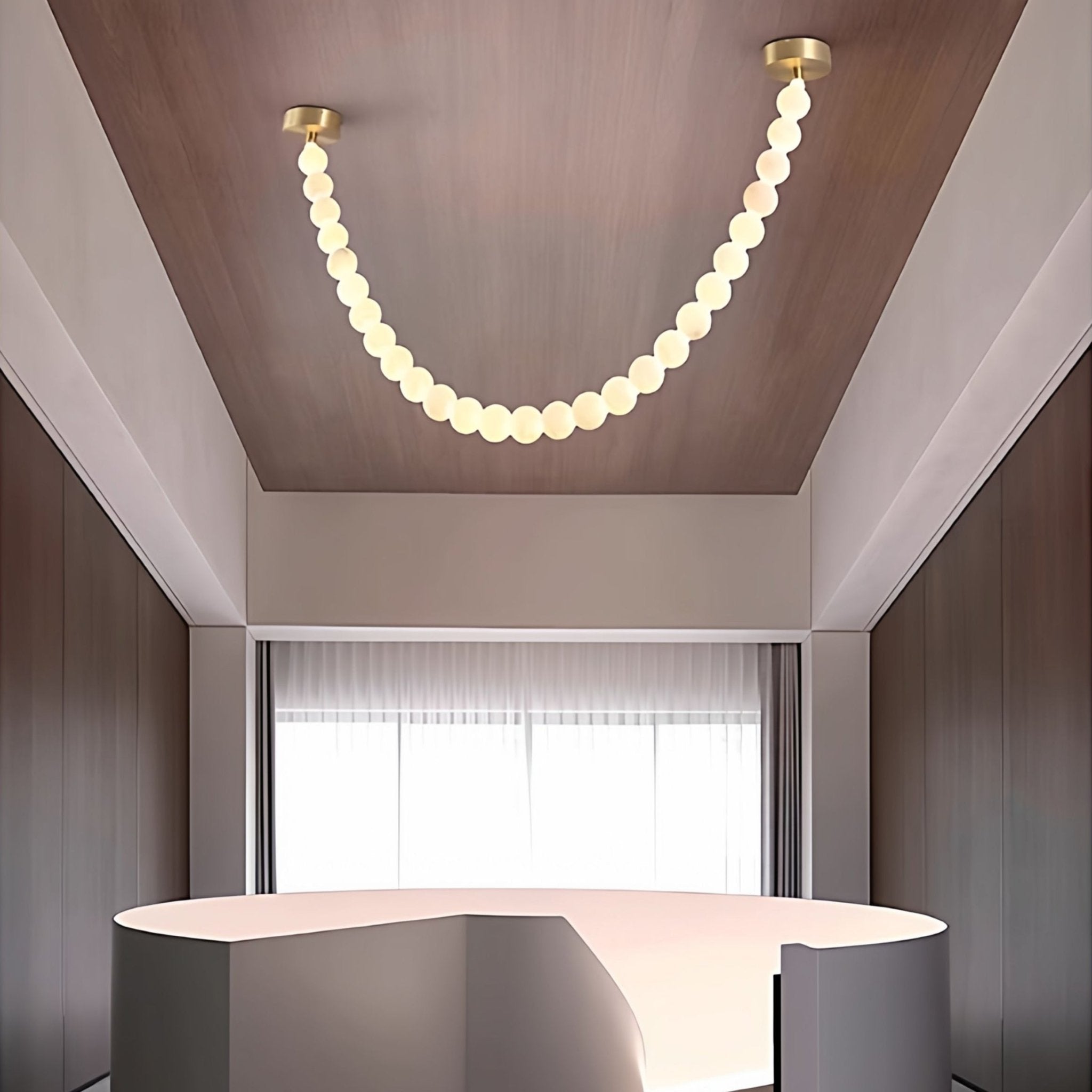 Grempt Alabaster Pearl Necklace Chandelier-Neutral Decor
