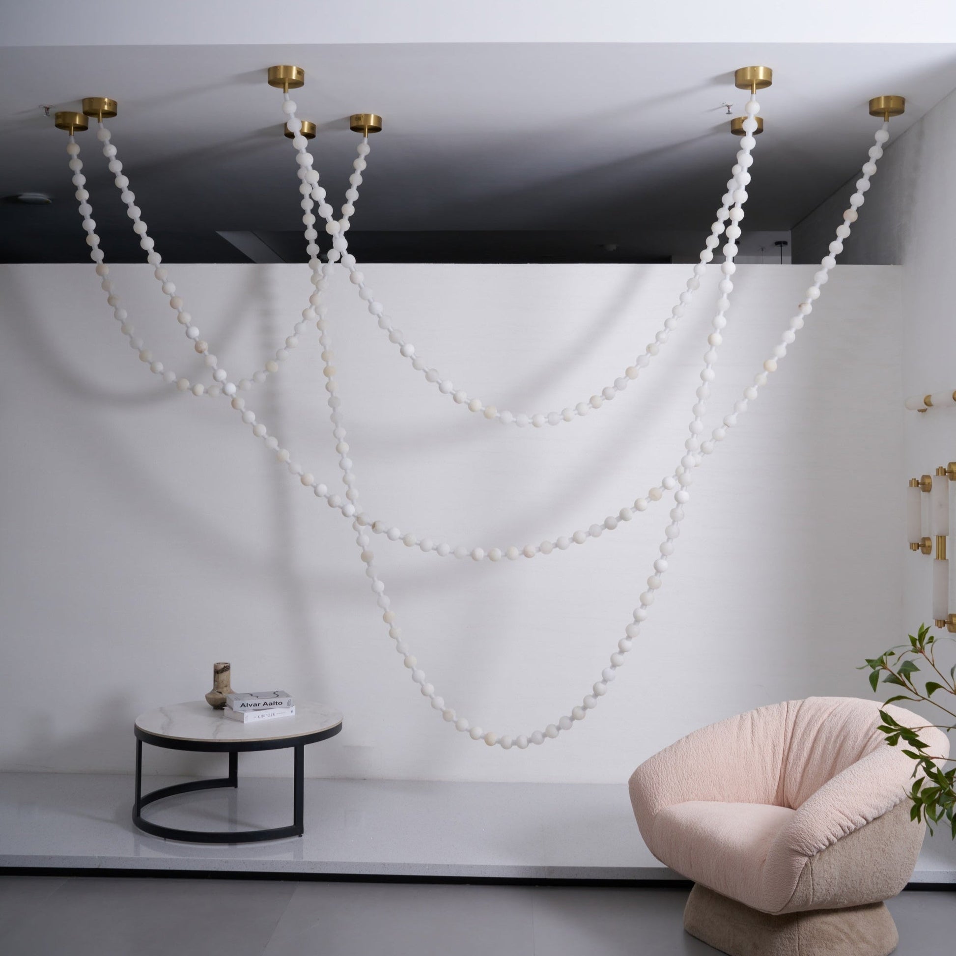 Grempt Alabaster Pearl Necklace Chandelier-Neutral Decor