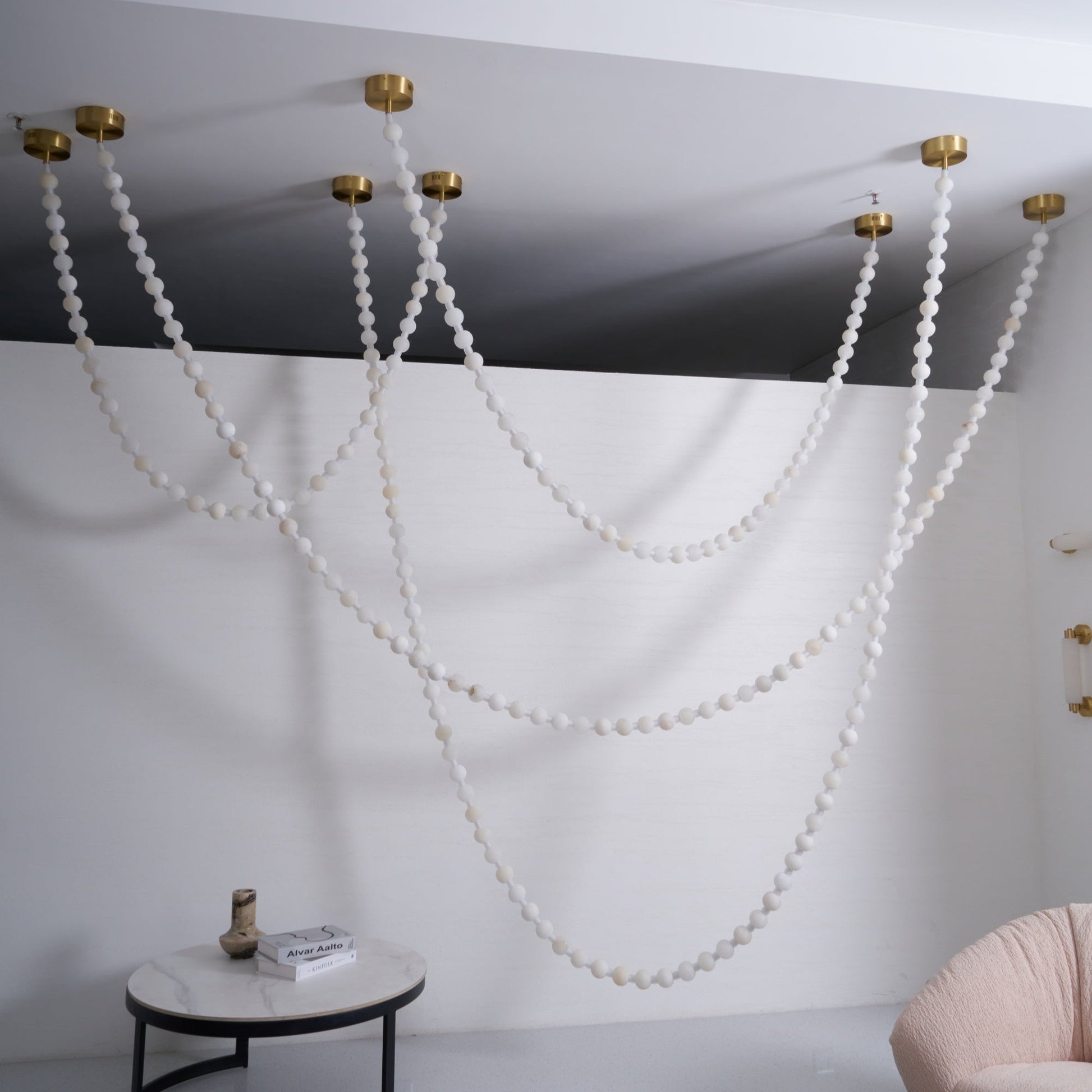 Grempt Alabaster Pearl Necklace Chandelier-Neutral Decor