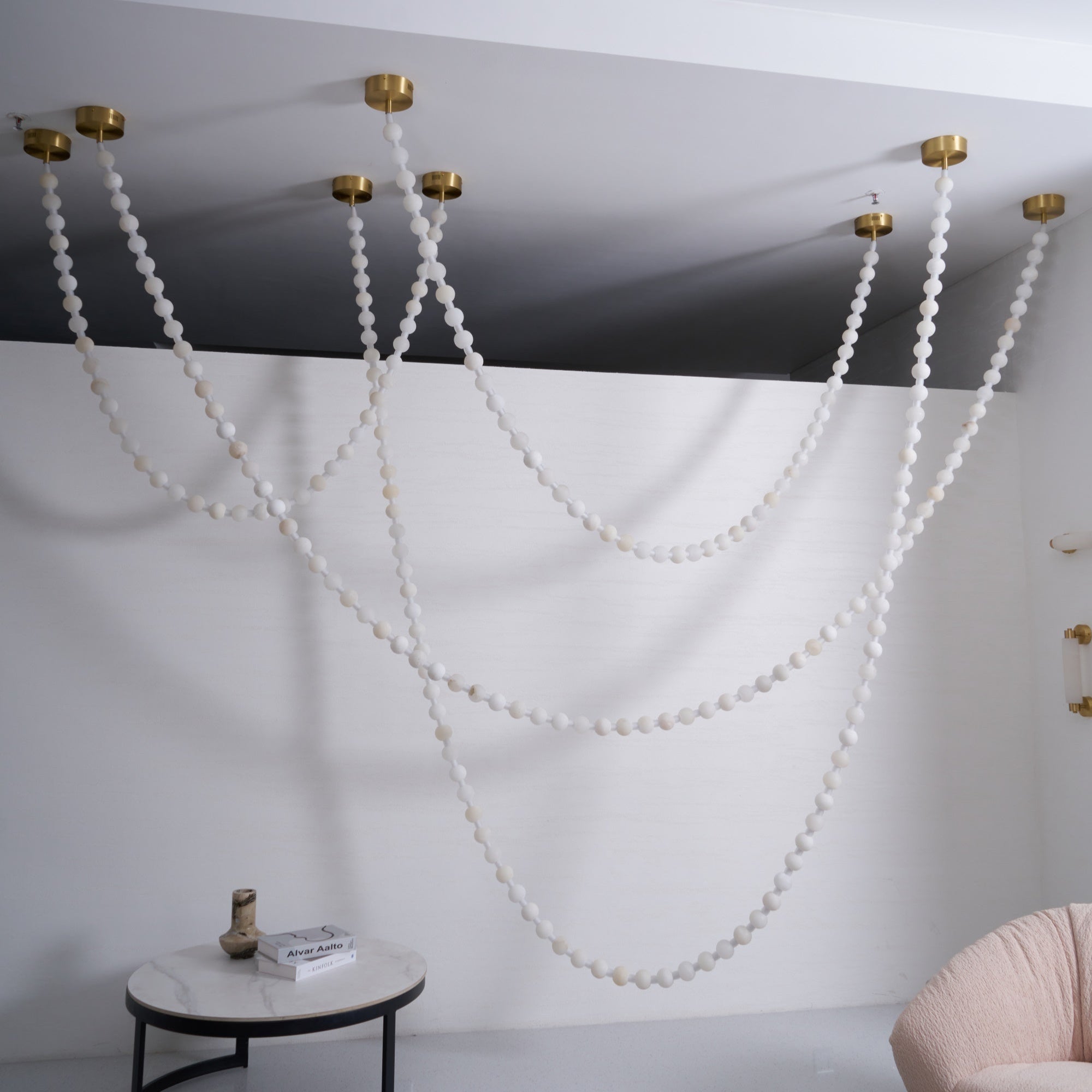 Grempt Alabaster Pearl Necklace Chandelier-Neutral Decor