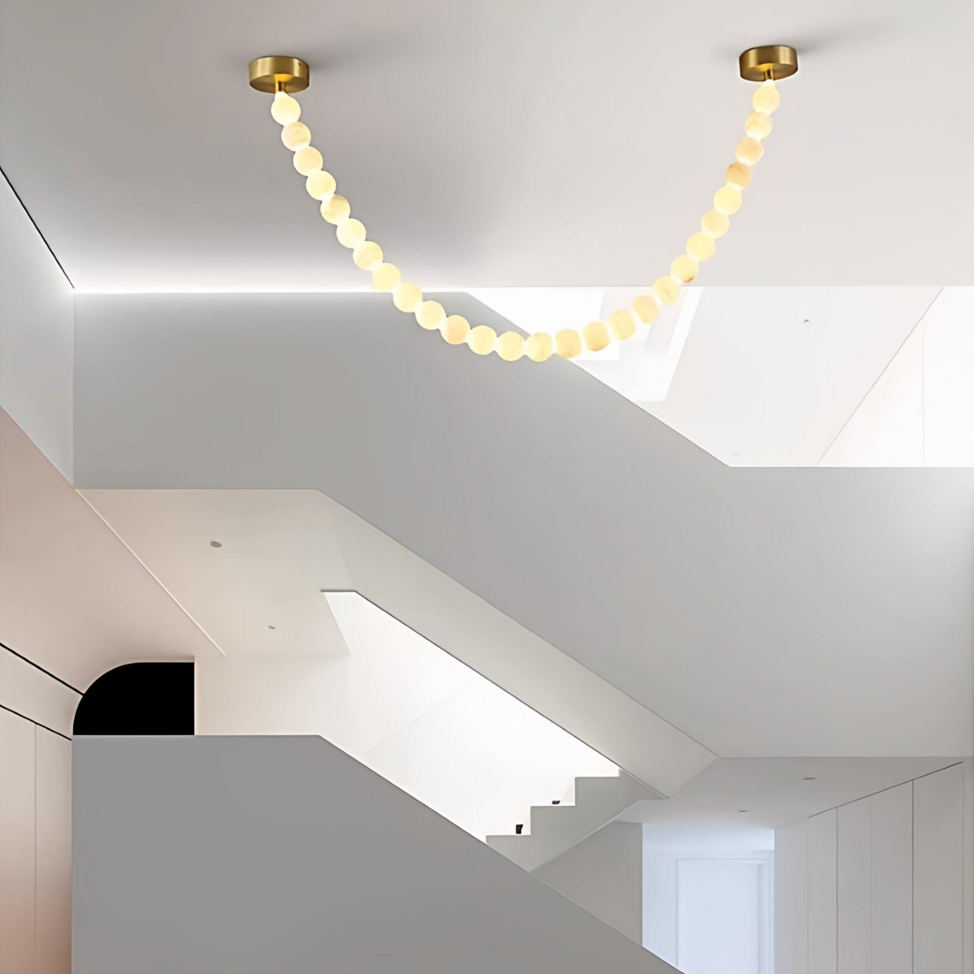 Grempt Alabaster Pearl Necklace Chandelier-Neutral Decor