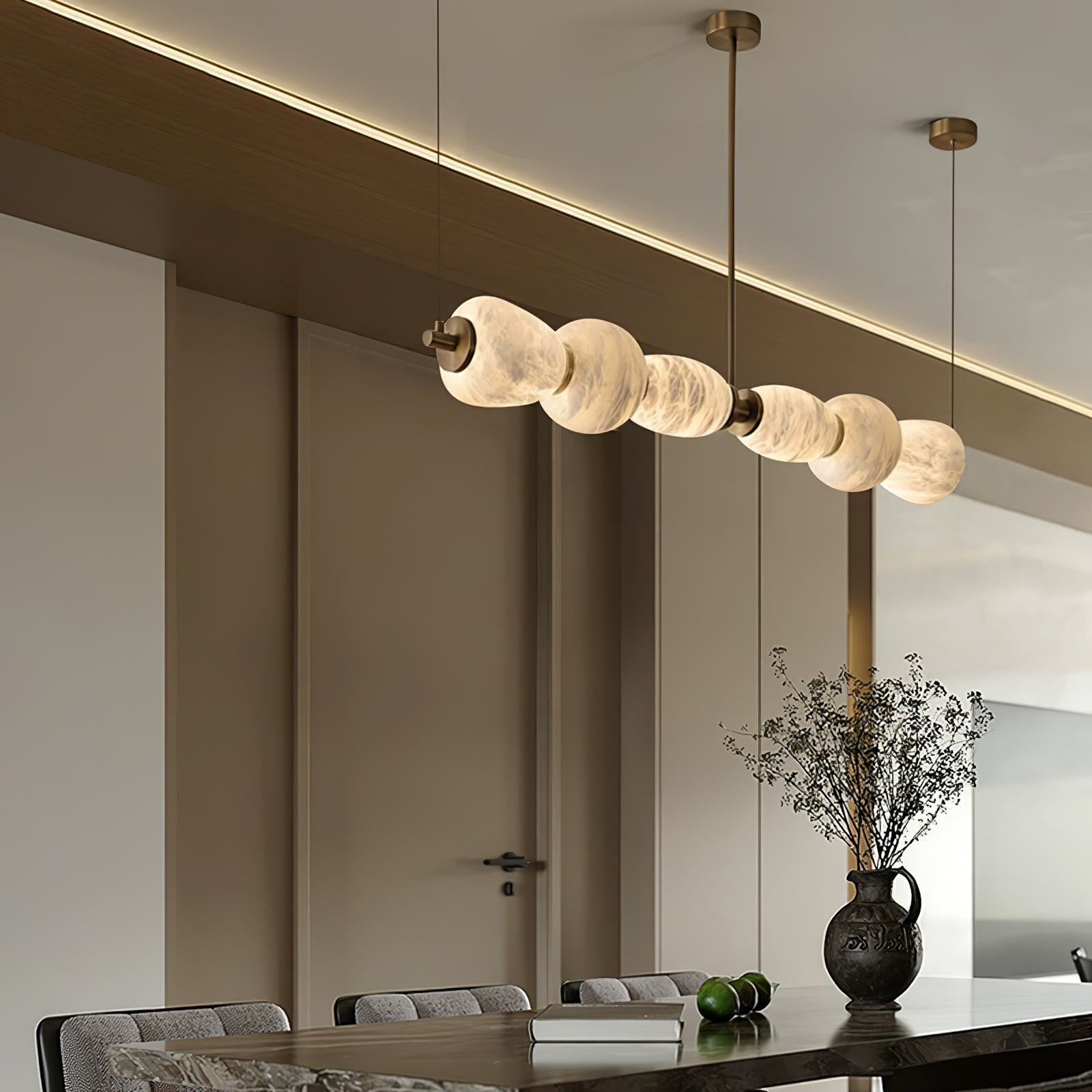 Cyrilla Alabaster Linear Pendant Light-Neutral Decor