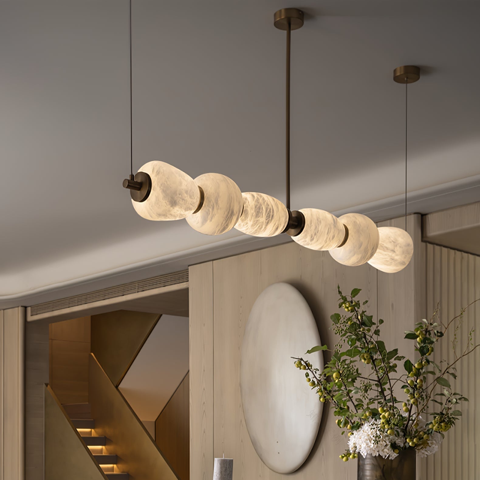 Cyrilla Alabaster Linear Pendant Light-Neutral Decor