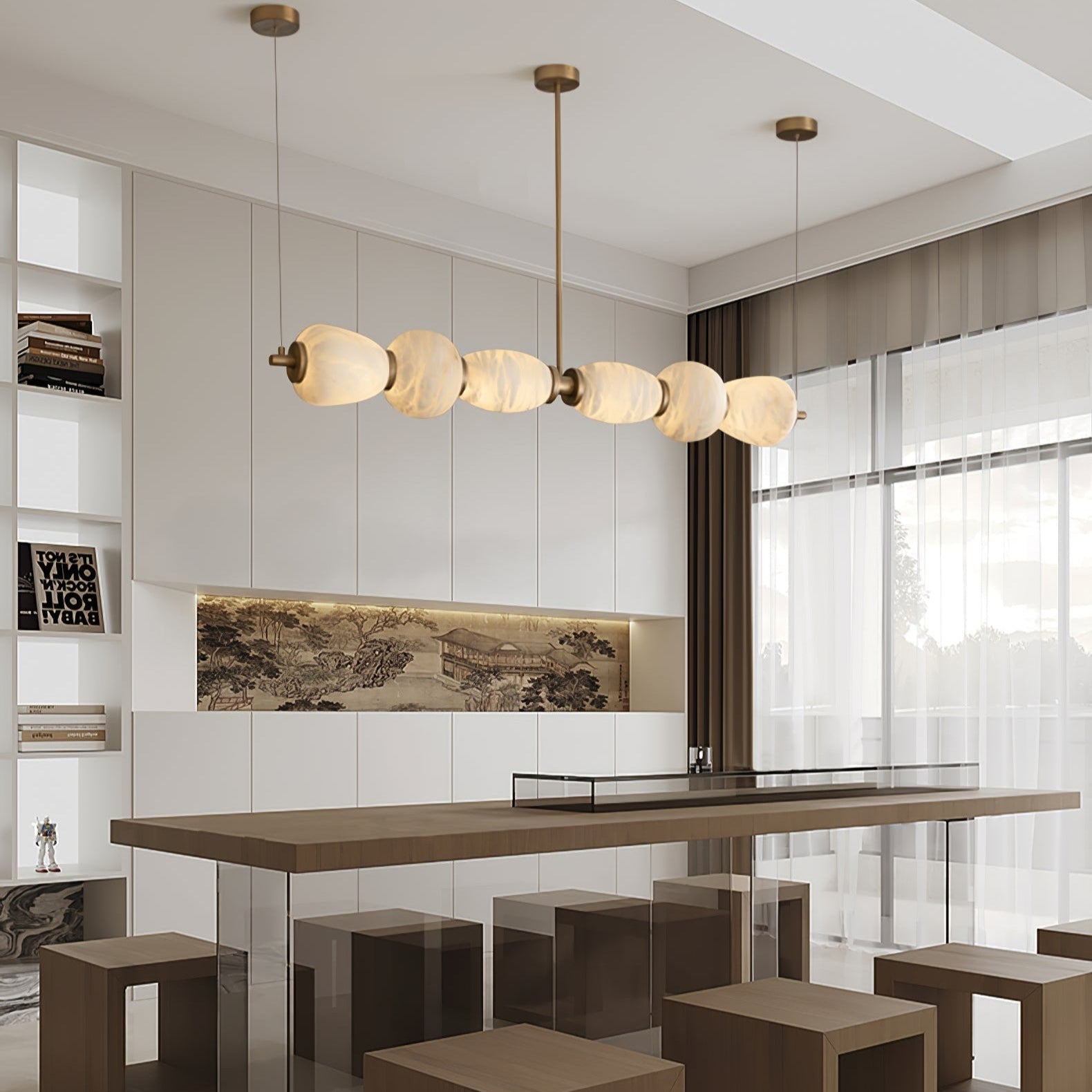 Cyrilla Alabaster Linear Pendant Light-Neutral Decor