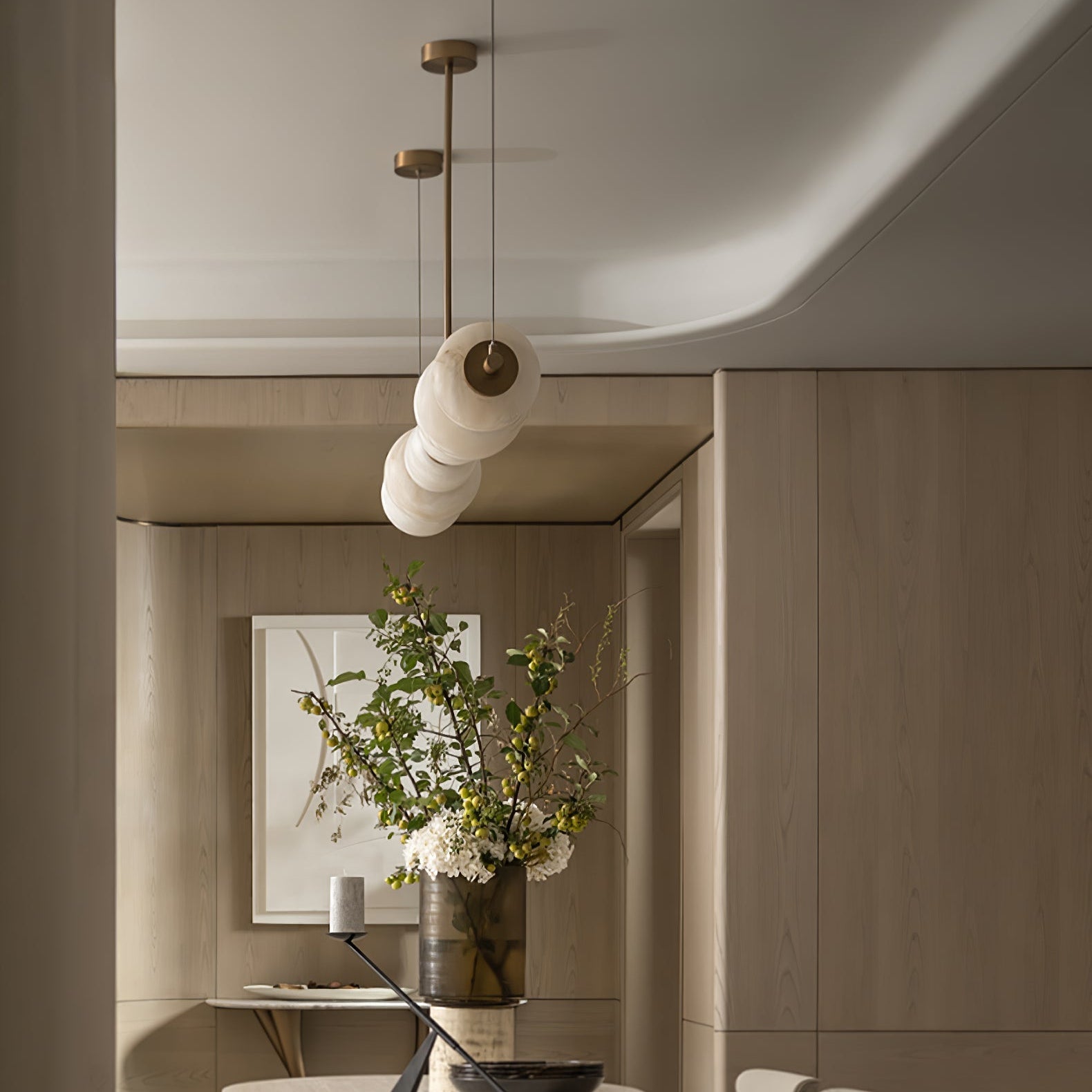 Cyrilla Alabaster Linear Pendant Light-Neutral Decor
