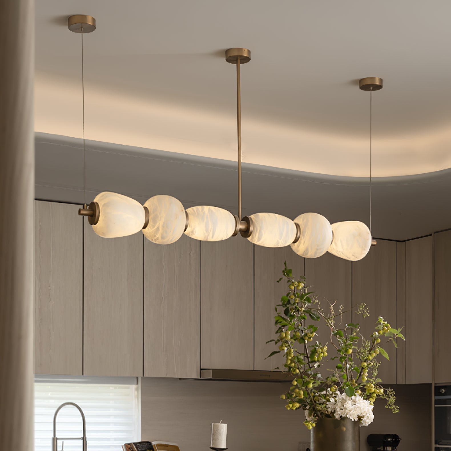 Cyrilla Alabaster Linear Pendant Light-Neutral Decor
