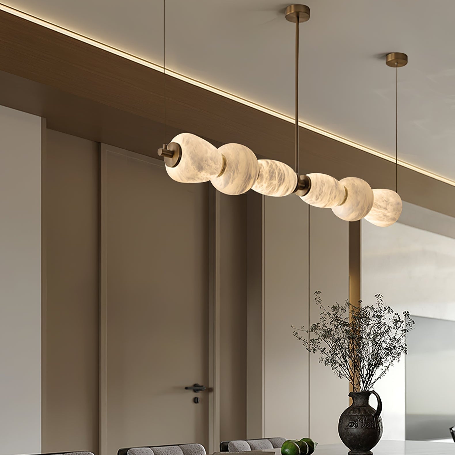 Saroa Alabaster Linear Pendant Light-Neutral Decor