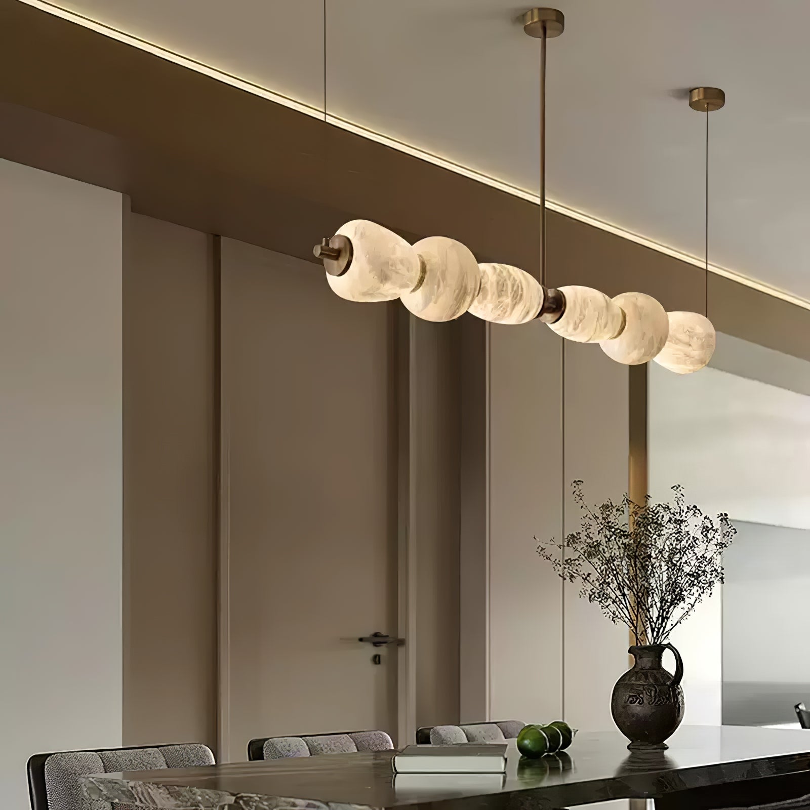 Saroa Alabaster Linear Pendant Light-Neutral Decor