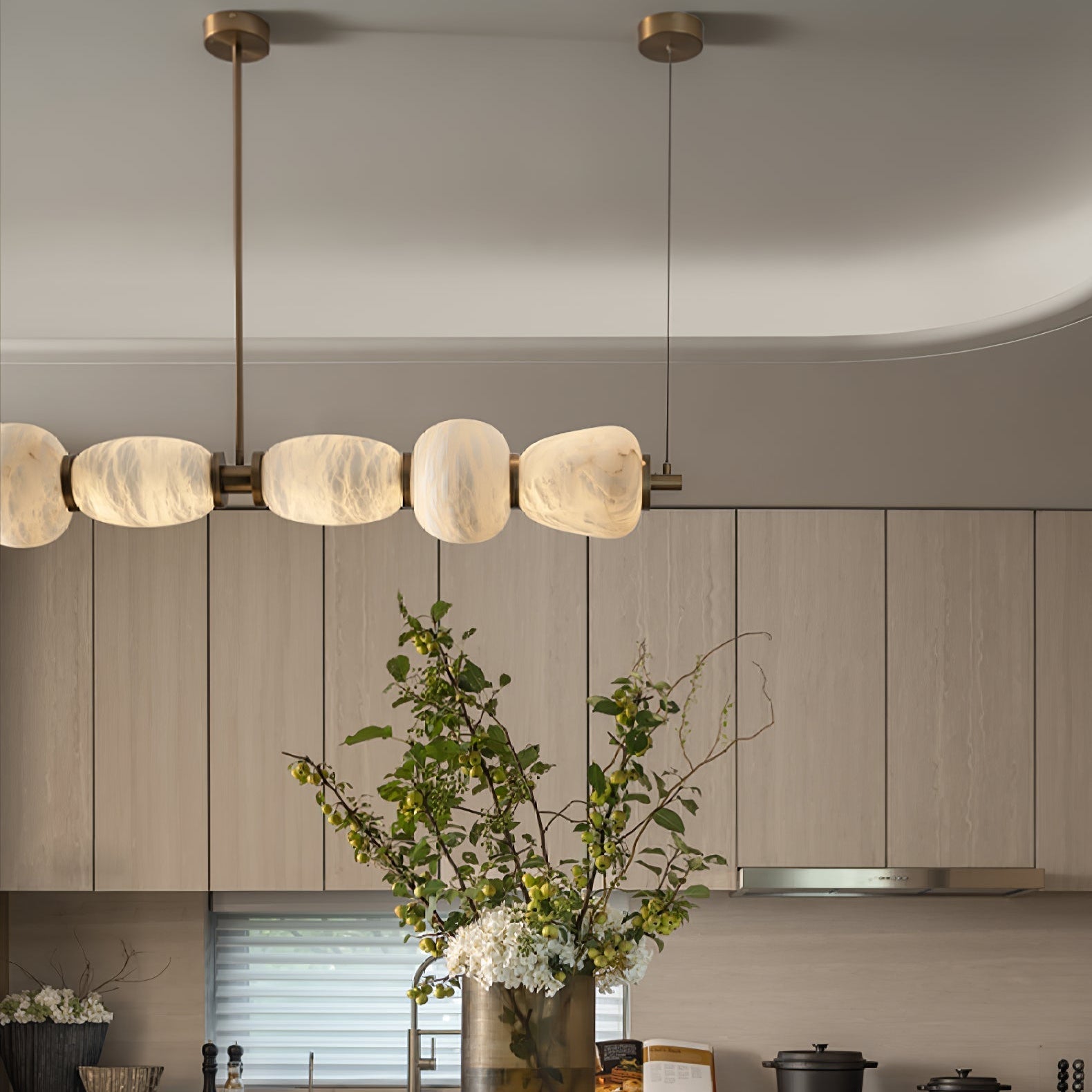 Cyrilla Alabaster Linear Pendant Light-Neutral Decor