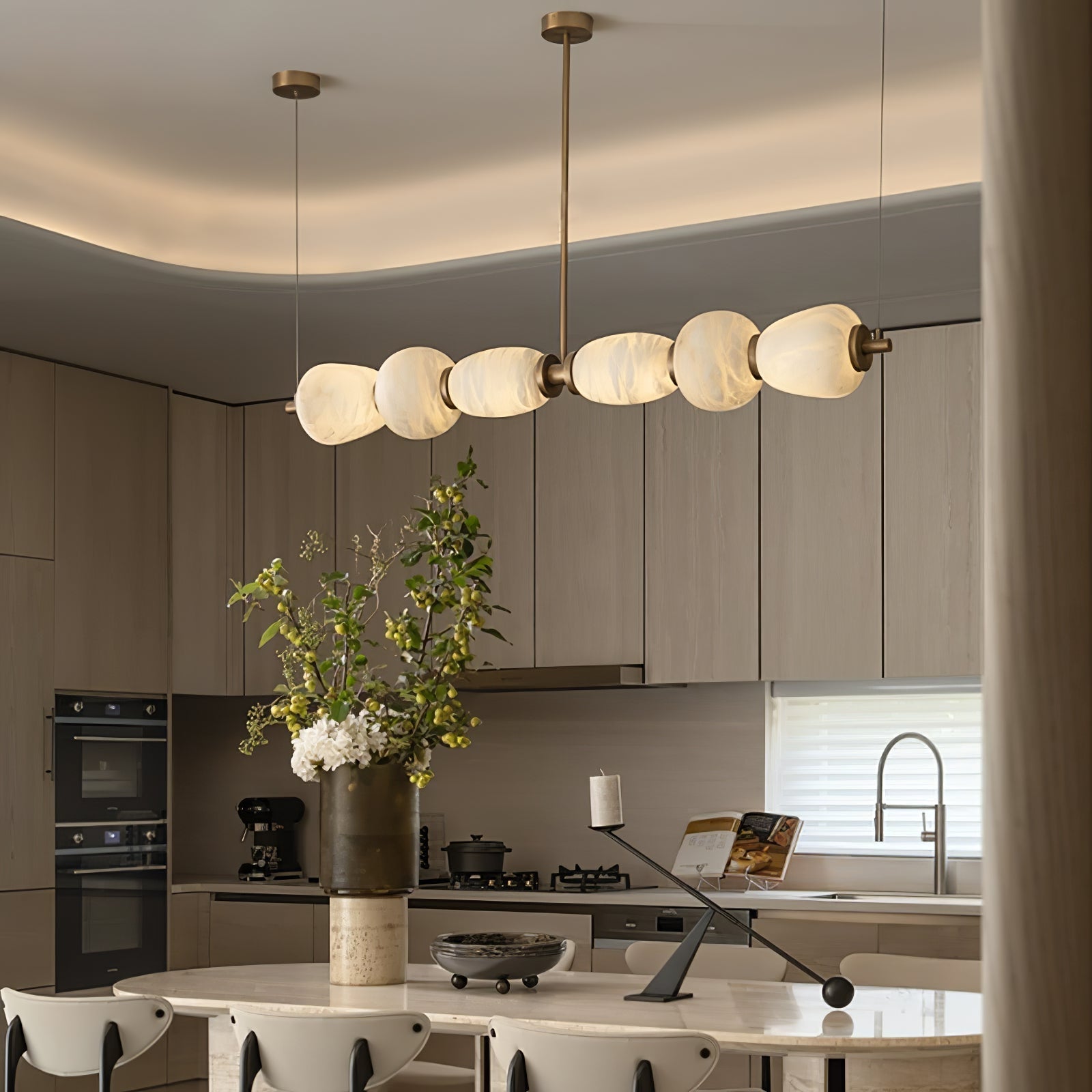 Cyrilla Alabaster Linear Pendant Light-Neutral Decor