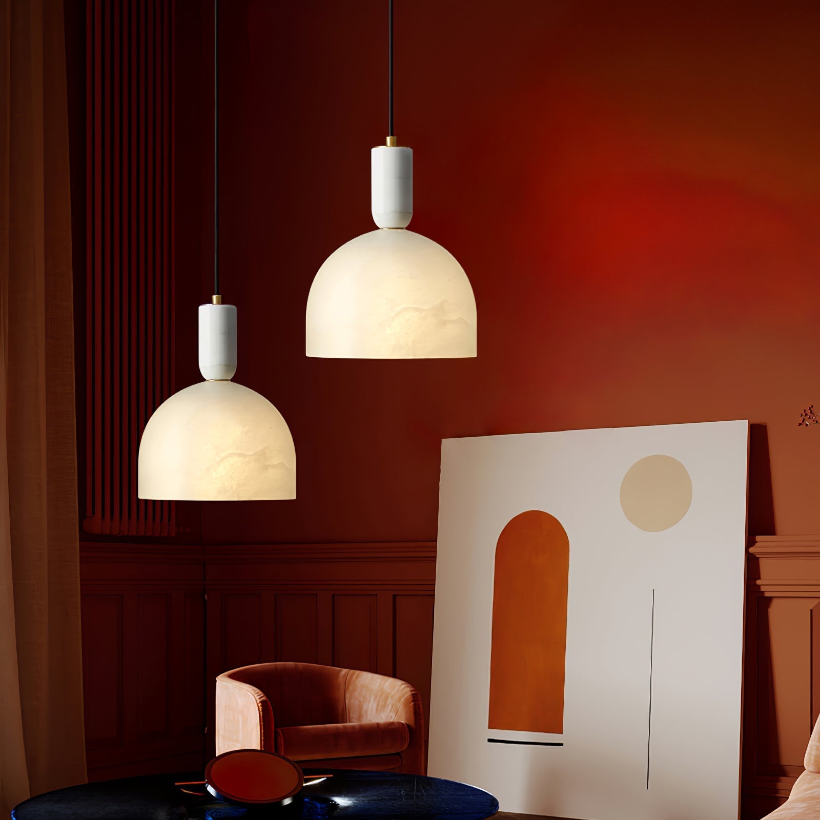 Leda Minimalist Alabaster Pendant Light-Neutral Decor