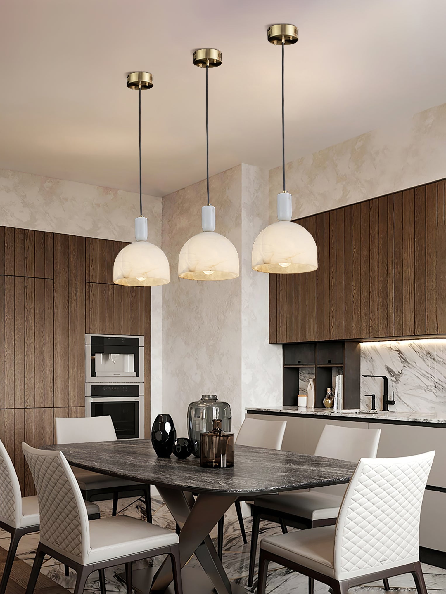 Leda Minimalist Alabaster Pendant Light-Neutral Decor