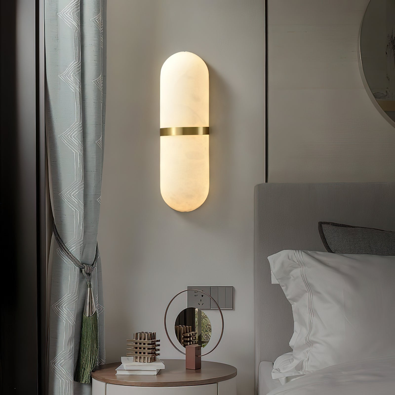 Noxen Luxury Pill Alabaster Wall Lamp-Neutral Decor
