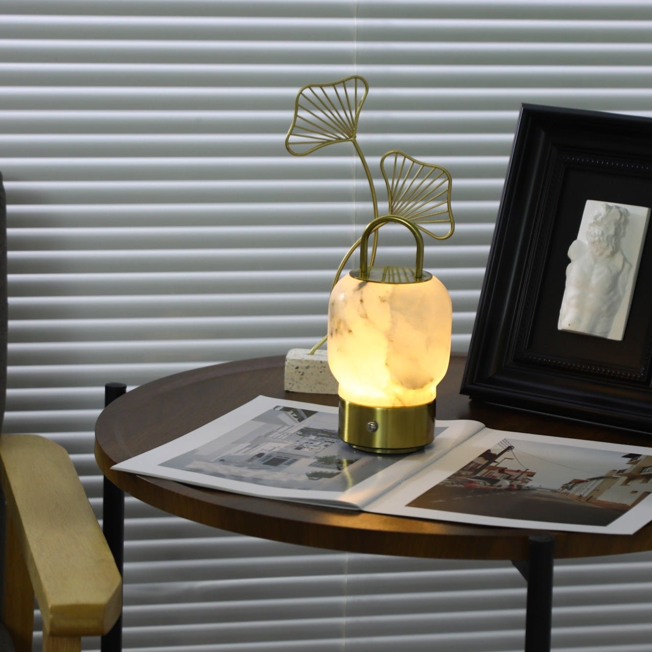 Alabaster Portable Rechargeable Table Lamp-Neutral Decor