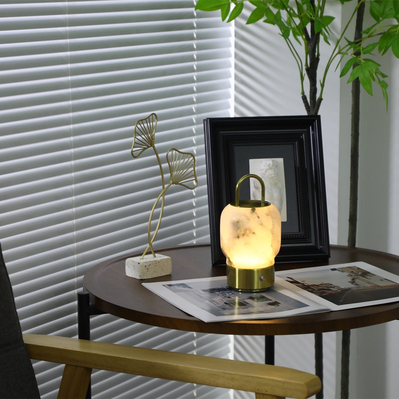 Alabaster Portable Rechargeable Table Lamp-Neutral Decor