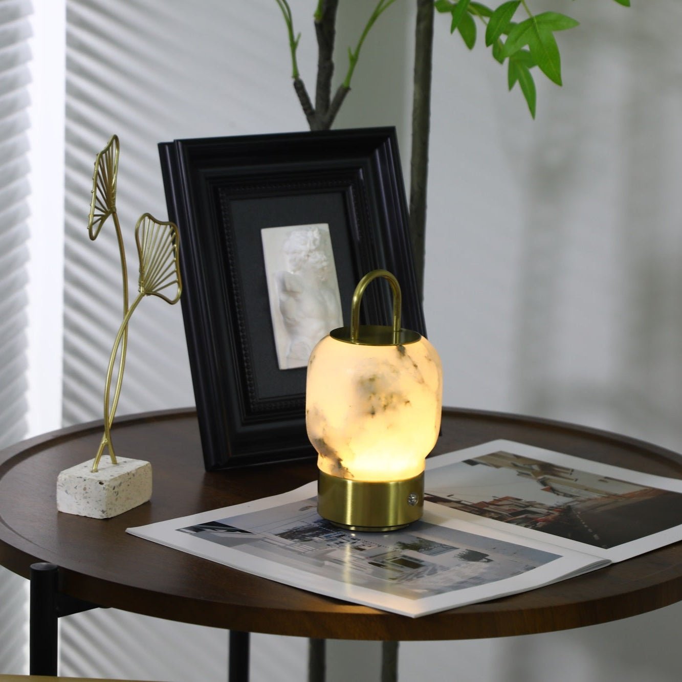 Alabaster Portable Rechargeable Table Lamp-Neutral Decor