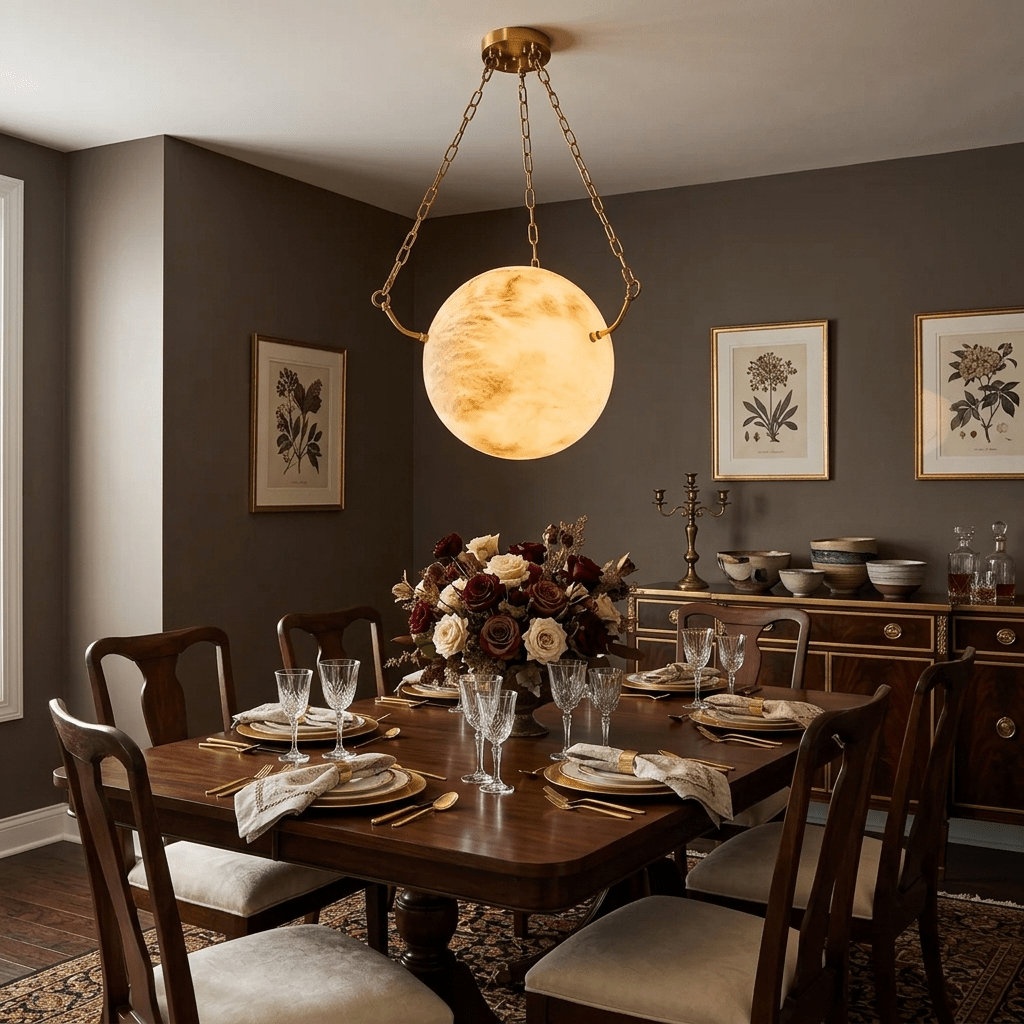 Alabaster Sphere Pendant Lamp-Neutral Decor