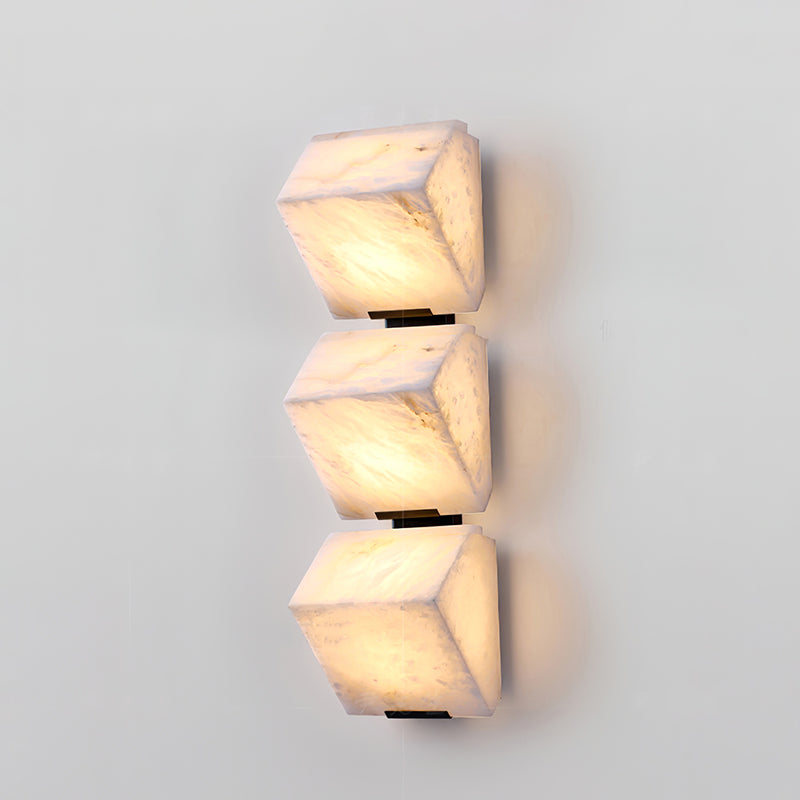 Zaren Alabaster Wall Lamp Sculptural Cubes-Neutral Decor
