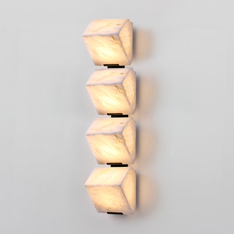 Zaren Alabaster Wall Lamp Sculptural Cubes-Neutral Decor