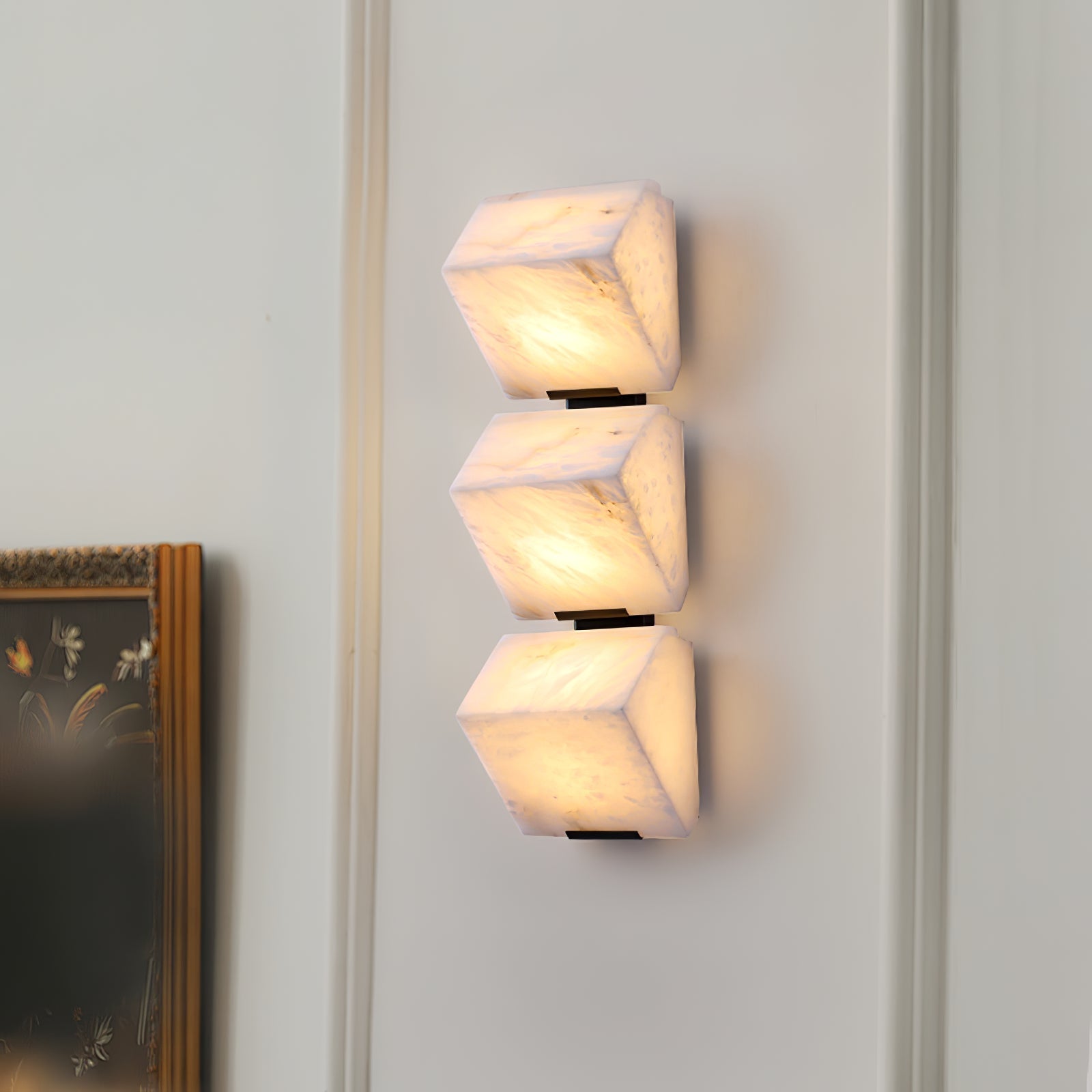 Alabaster Wall Lamp Sculptural Cubes