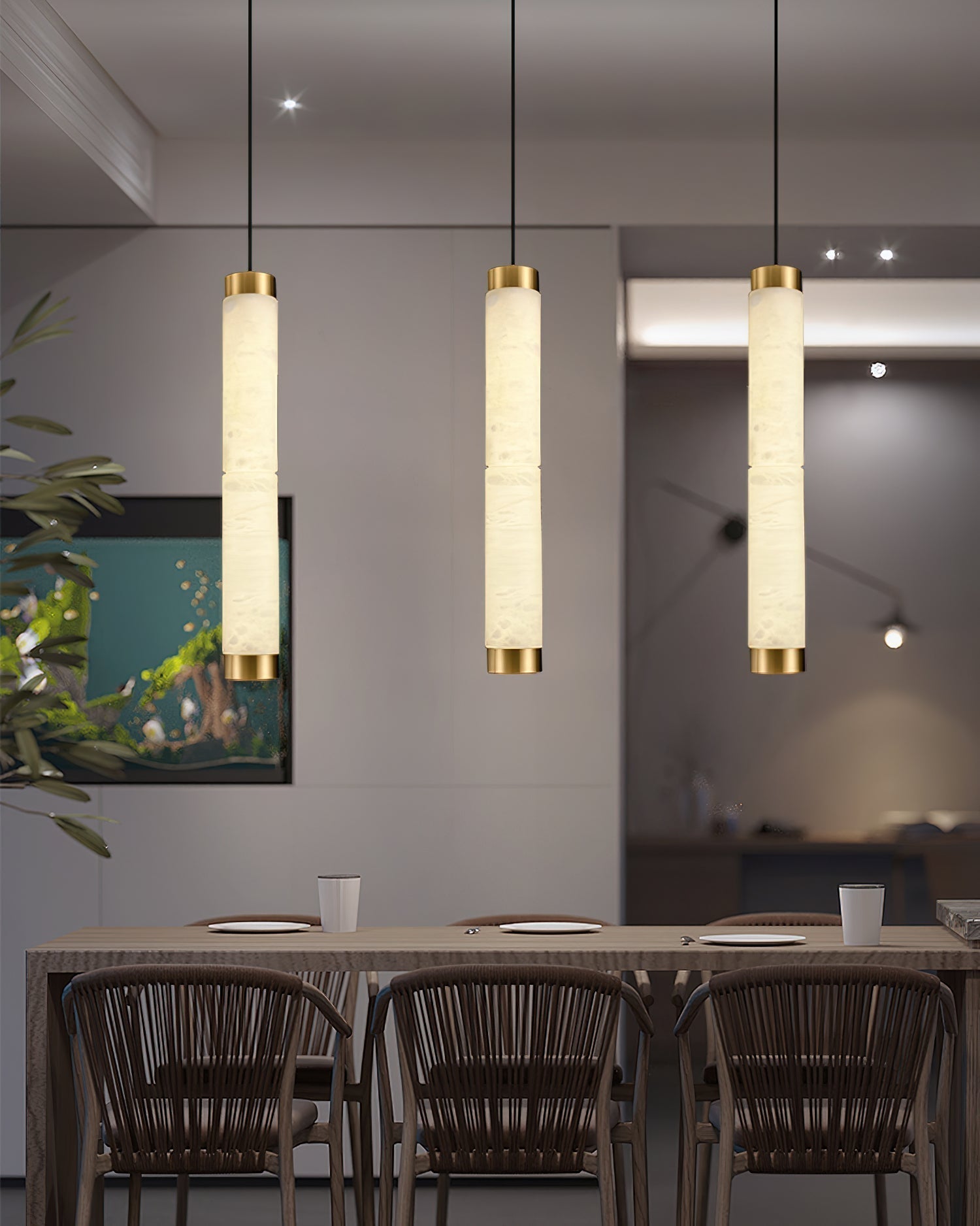 Plotuvyi Modern Strip Alabaster Pendant Light