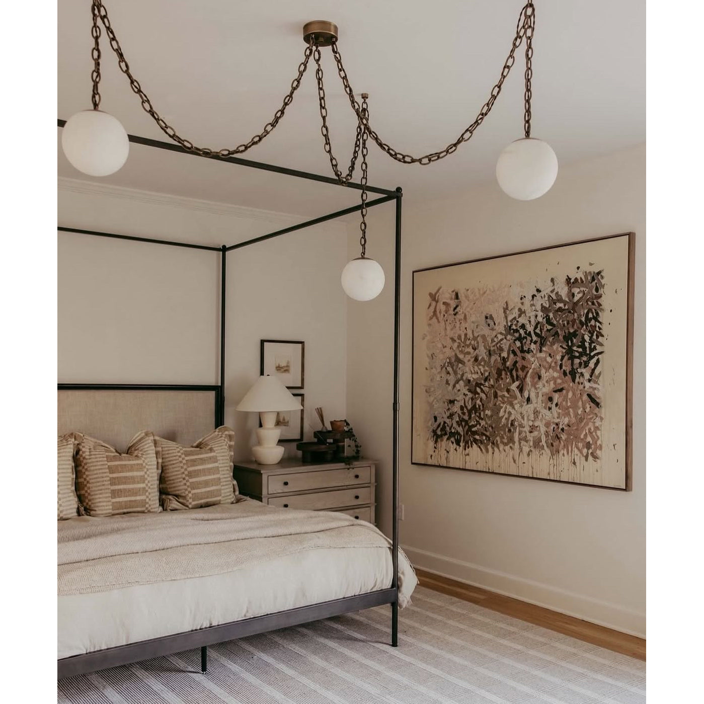The swag pendant lamp in a bedroom setting.