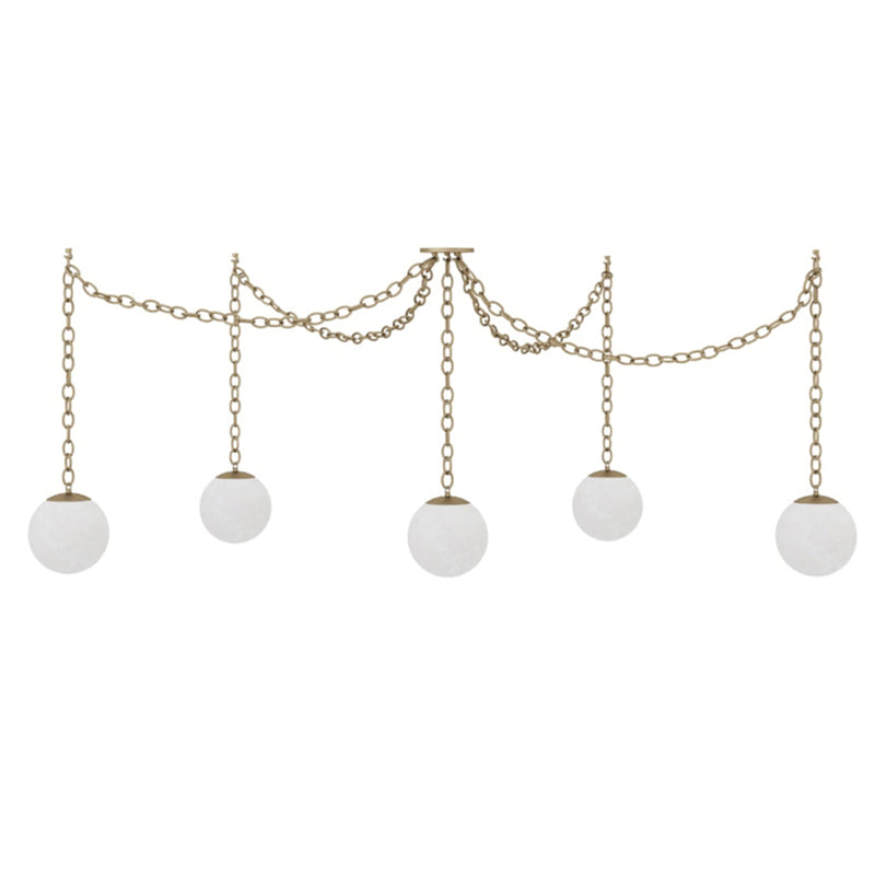 The swag pendant lamp shown unlit to display the stone's natural beauty.