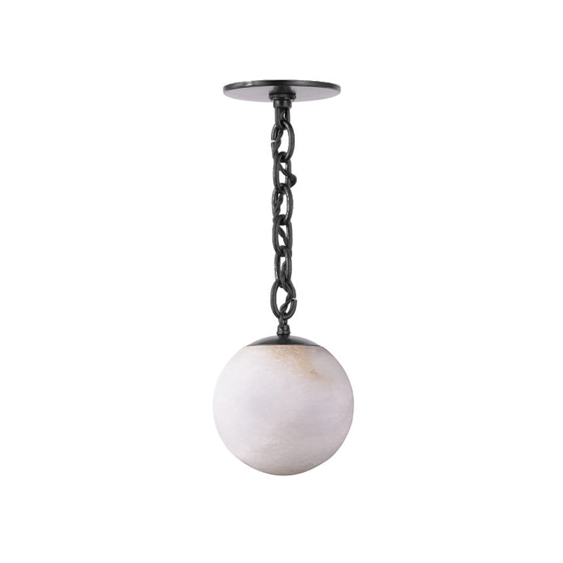 Angled view of the 5-head Alabaster Swag Pendant Lamp.