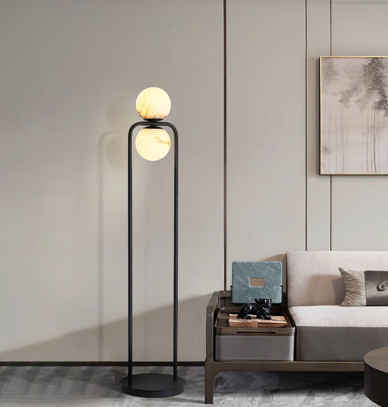Callista Minimalist Alabaster Floor Lamp-Neutral Decor